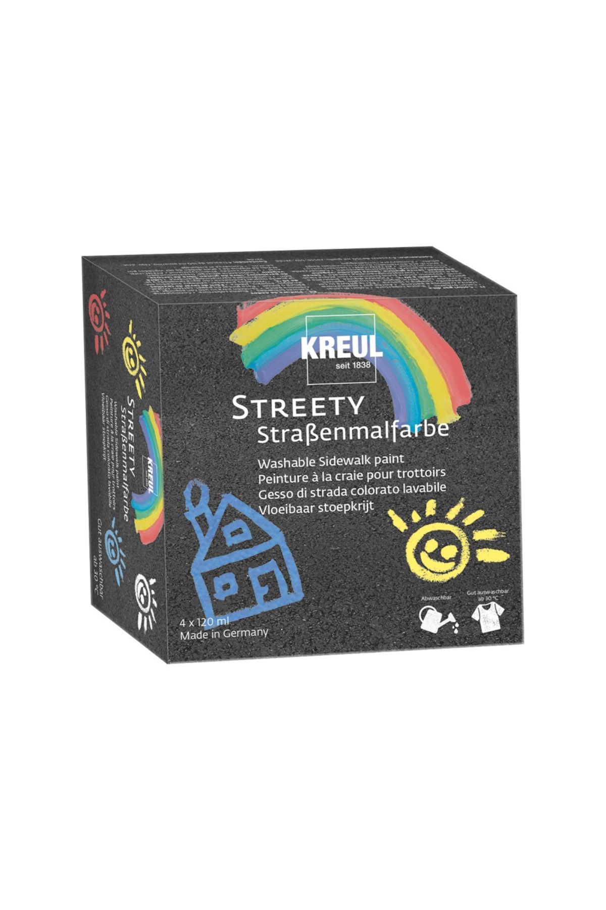 Kreul Cretă Lichidă Pe Bază De Apă, Pentru Asfalt, Aplicare Cu Rola Sau Pensula, Set De 4 X 120 Ml - One Size