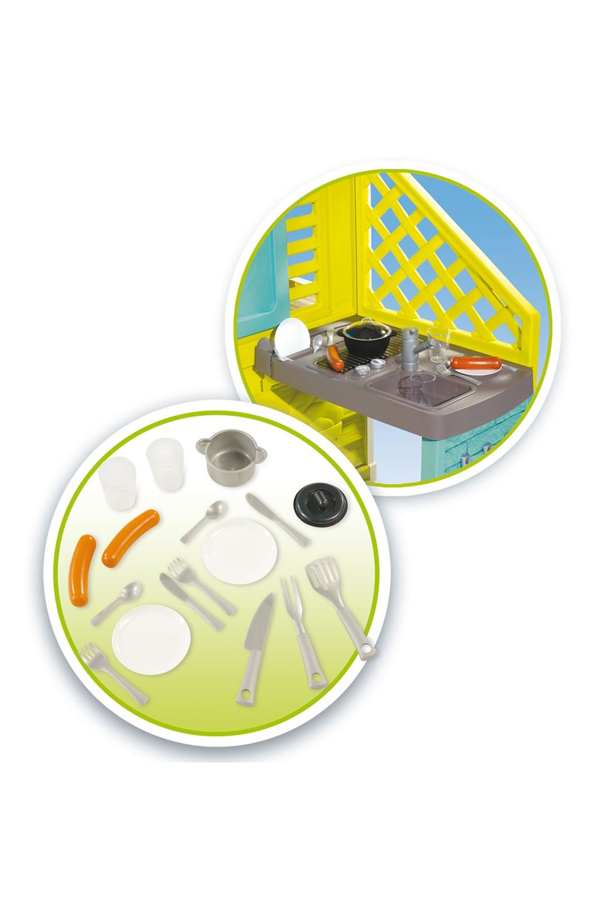 Smoby-Casuta pentru copii Smoby Pretty cu bucatarie si 17 accesorii 2