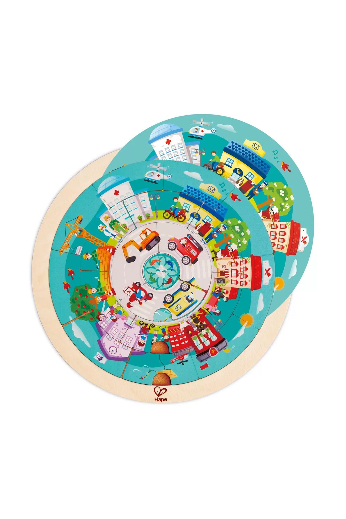 Hape-Kulaté puzzle se 2 stranami, Learn Crafts, 20 dřevěných dílků 4