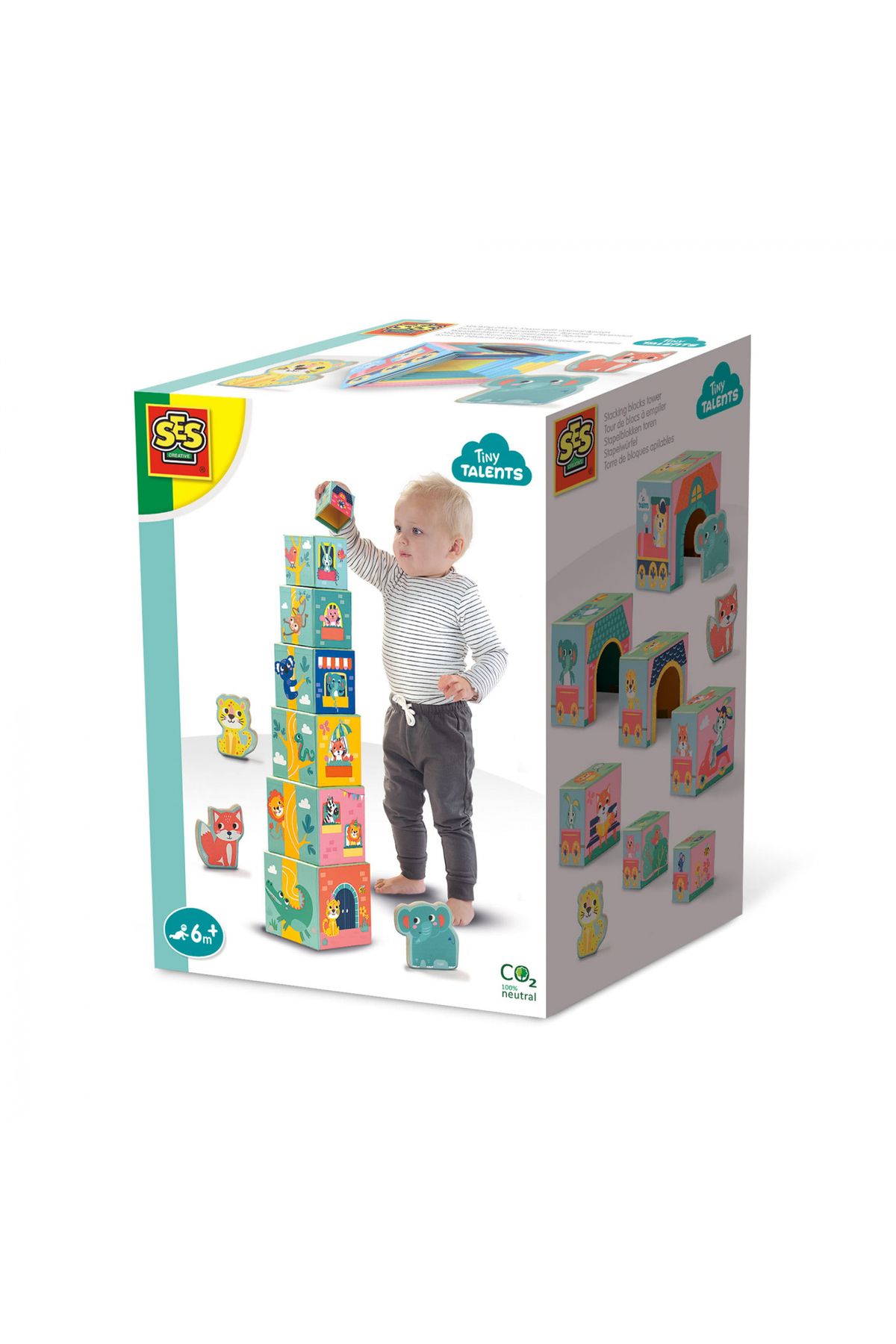 SES Creative Jucarie De Stivuit - Turn Cu Figurine De Animale - One Size