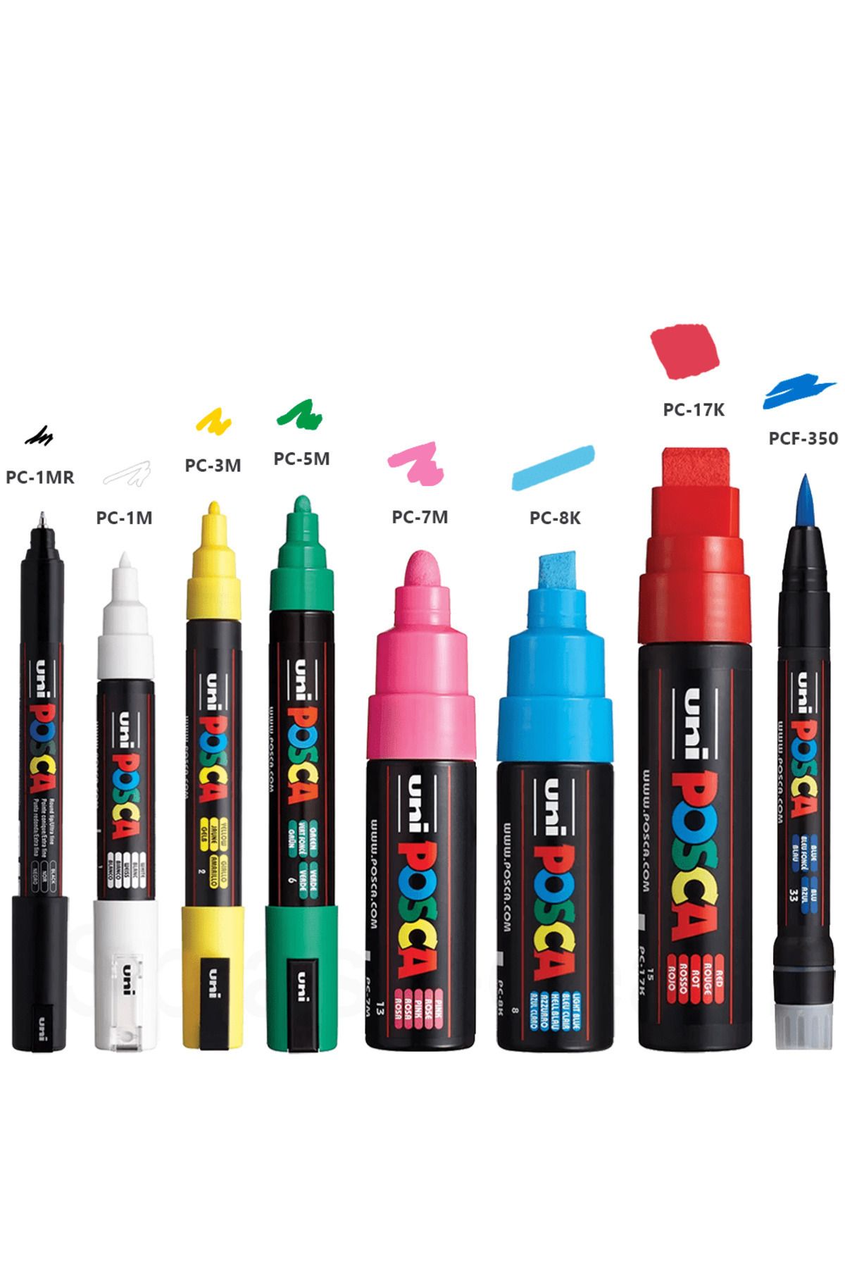 POSCA-Penar Posca Echipat cu 16 Carioci, Cilindric, 1 Fermoar, Negru/Rosu 4