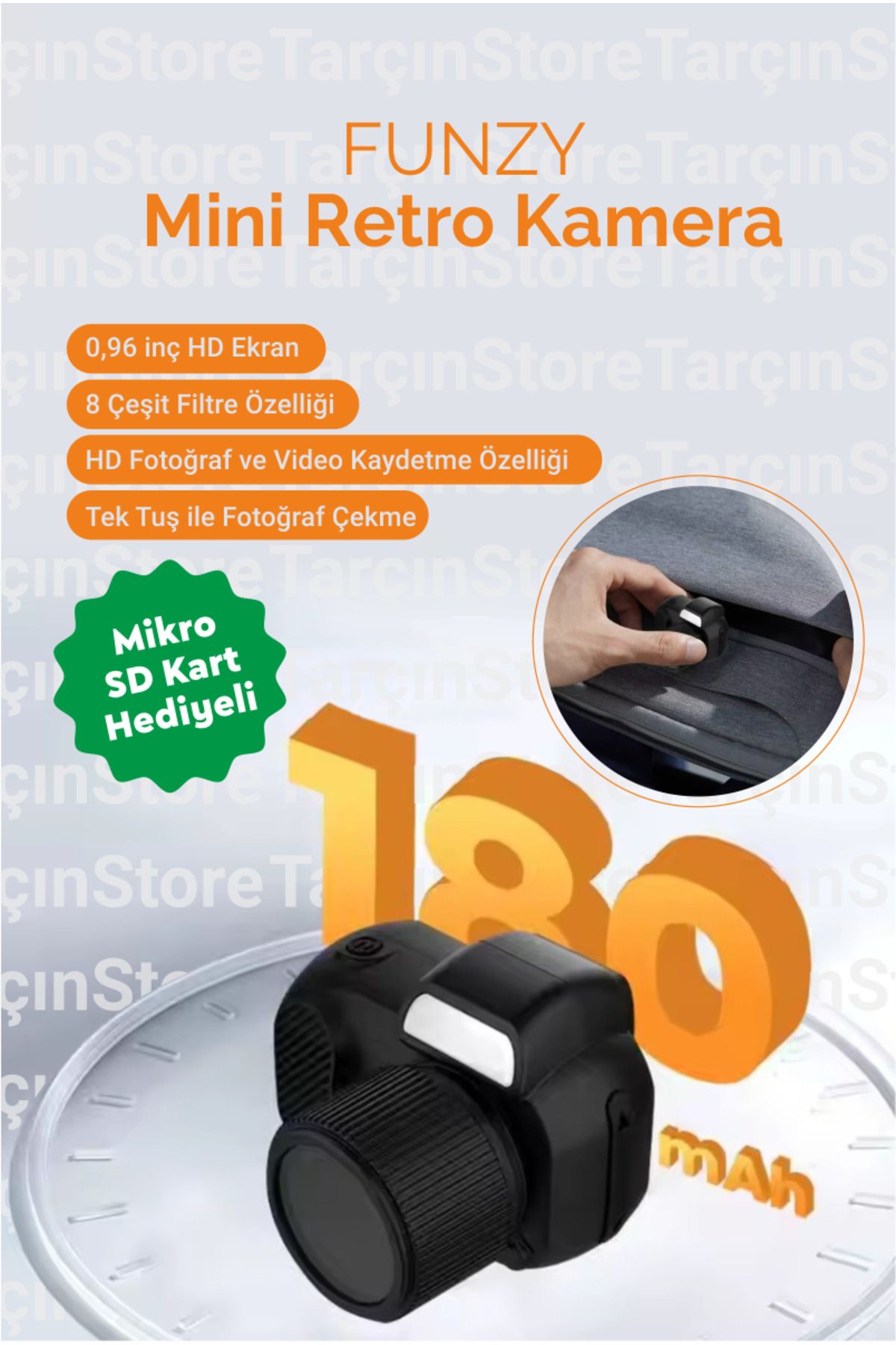 FUNZY Mini Retro Kamera(8 GB Hafıza Kartı )