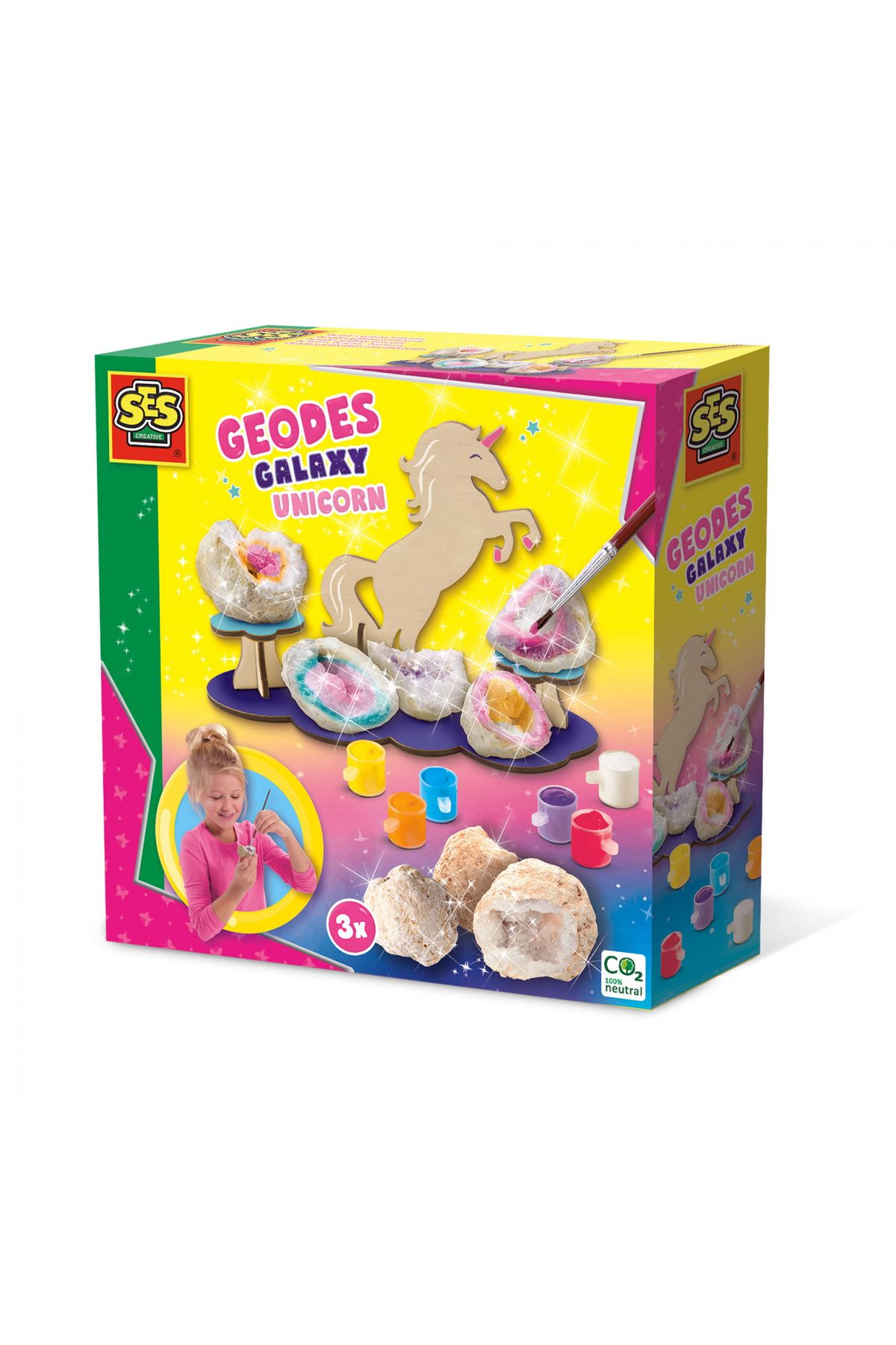 SES Creative-Set de pictat geode pentru copii cu suport unicorn 1