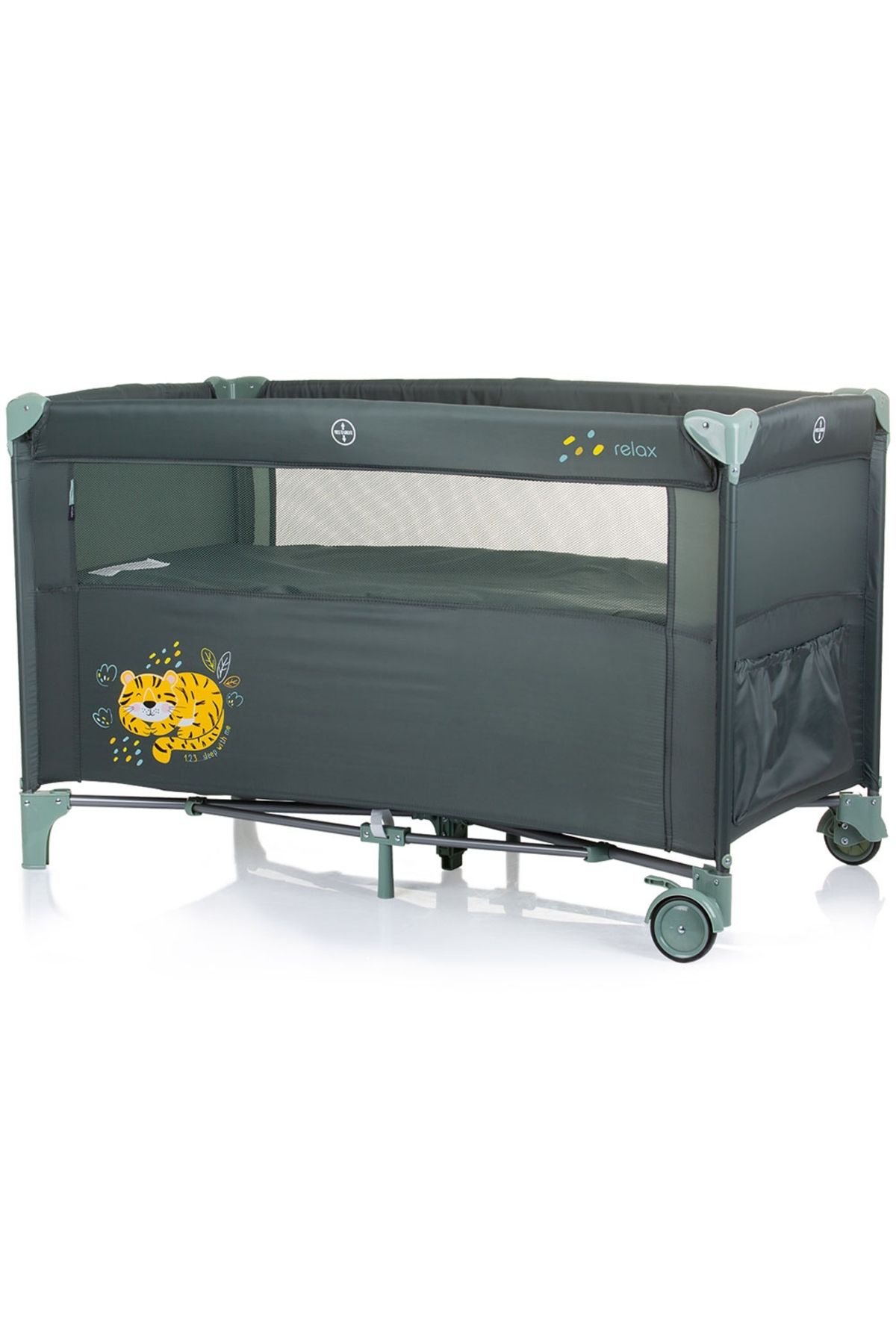 Chipolino-Relax Pastel Green Folding Cot With Sliding Side 3