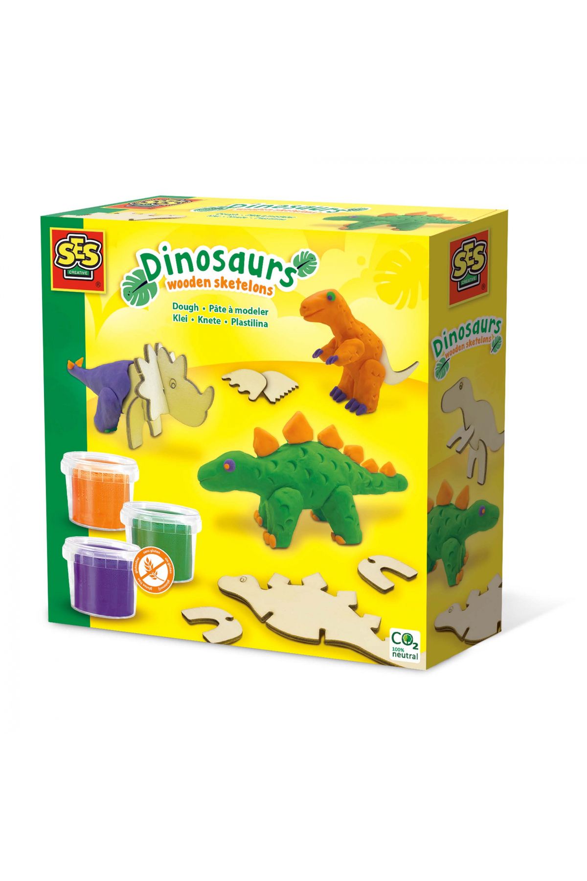SES Creative Set Creativ - Schelete De Dinozaur Din Lemn Și Plastilină - One Size