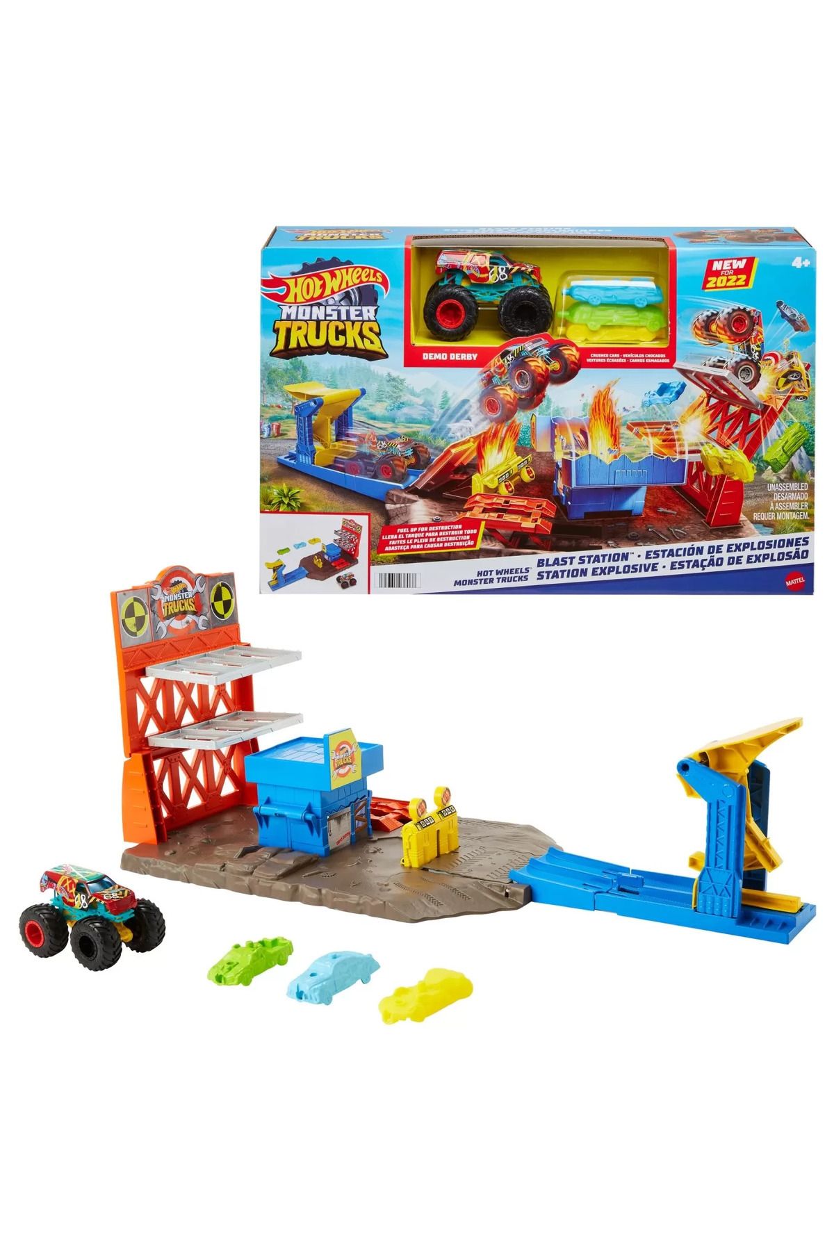 mattel-Hot Wheels Monster Trucks Set Blast Station 4