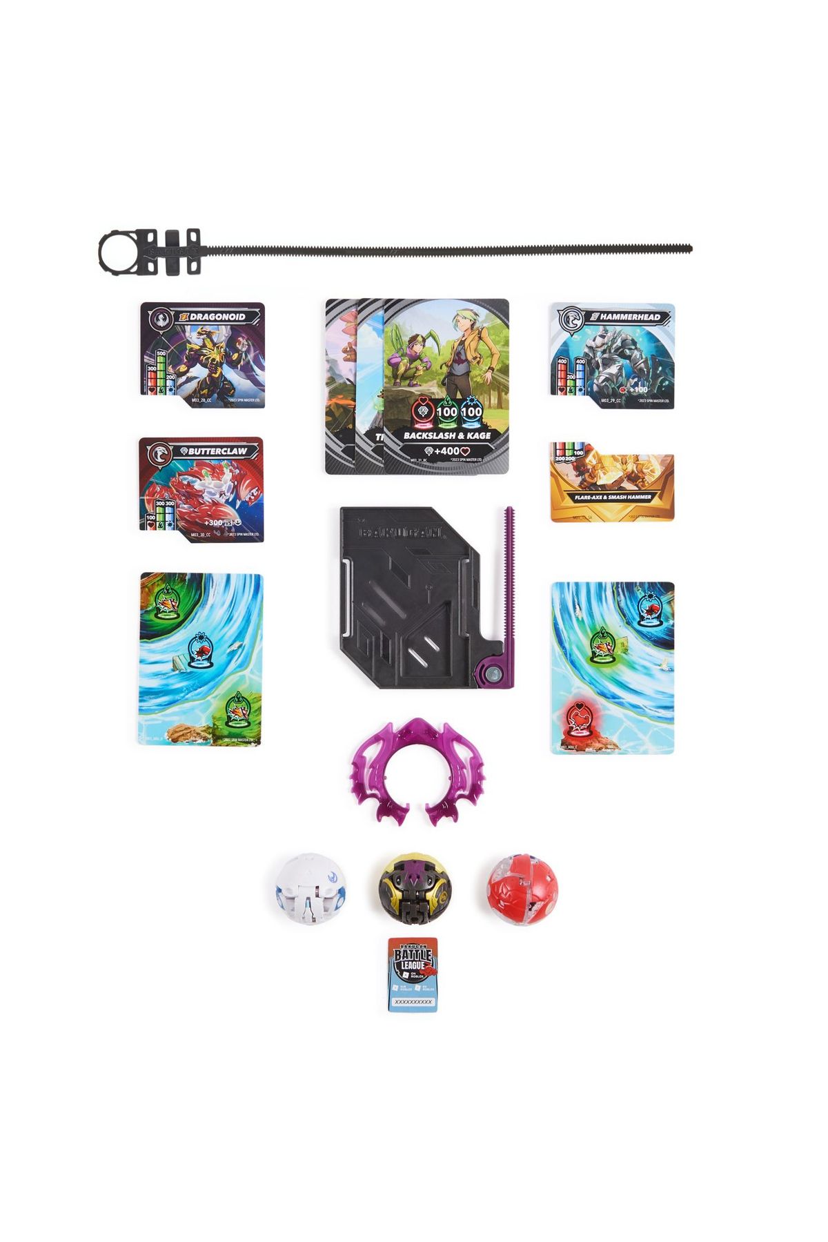 SPIN MASTERR-Bakugan starter pack dragonoid titanium hammerhead butterclaw 2