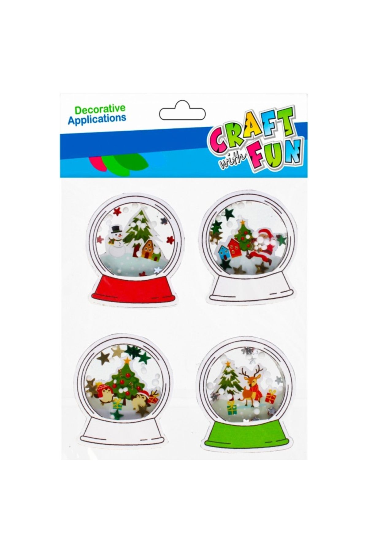 Micostore-Decoratiuni de Craciun - hartie gumata autoadeziva, glob de Craciun, diverse culori, set 4 buc 1