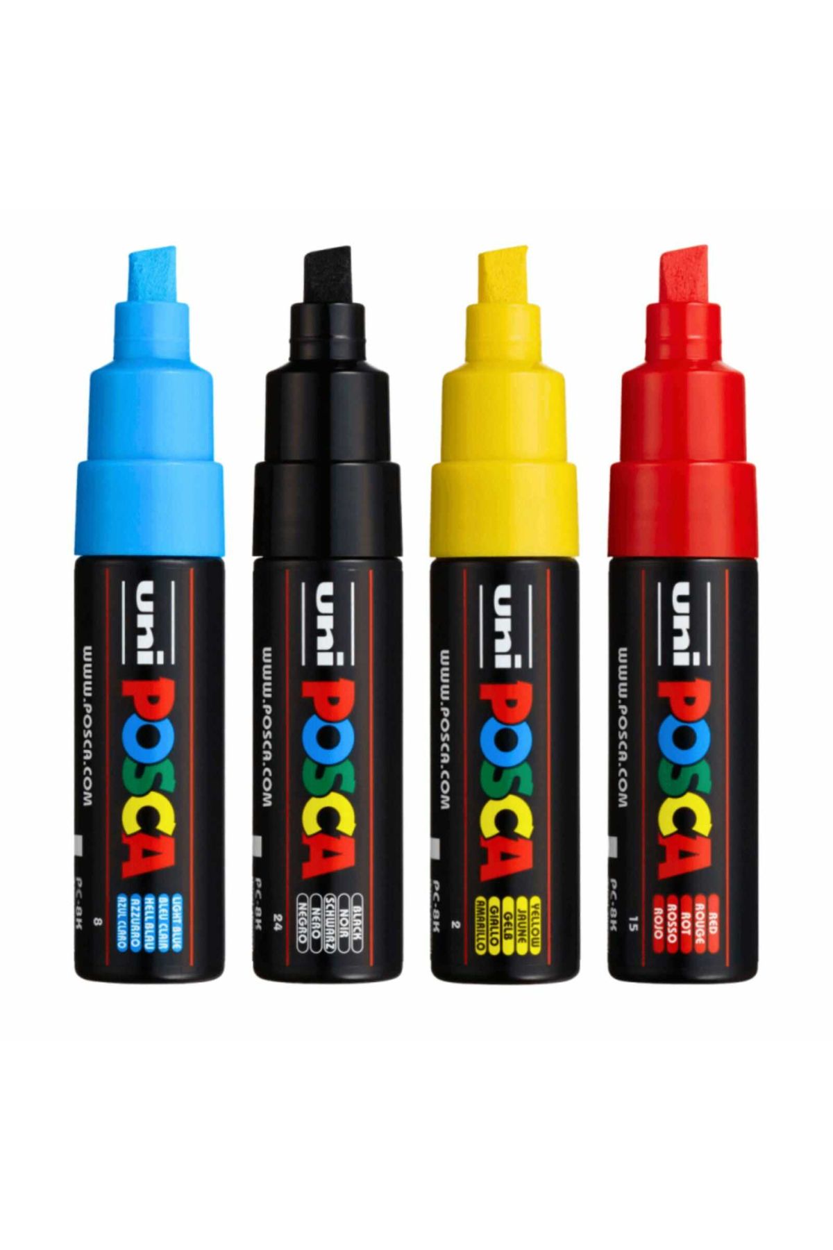 POSCA-Set of 4 Markers, Beveled Tip, 8 Mm, Marker Pc-8k, Uni 4