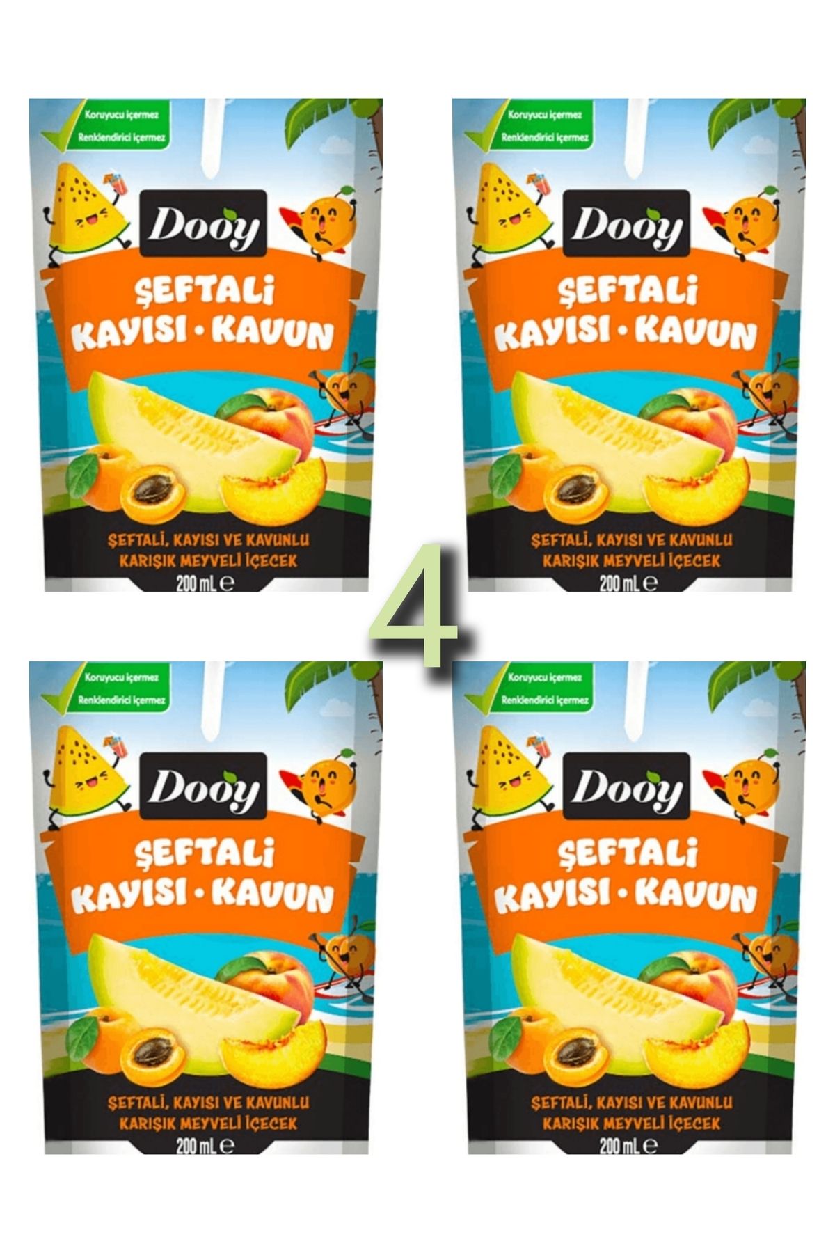 Dooy 4 Adet Kavun Şeftali̇ Kayisi Aromali İçecek 200 Gr