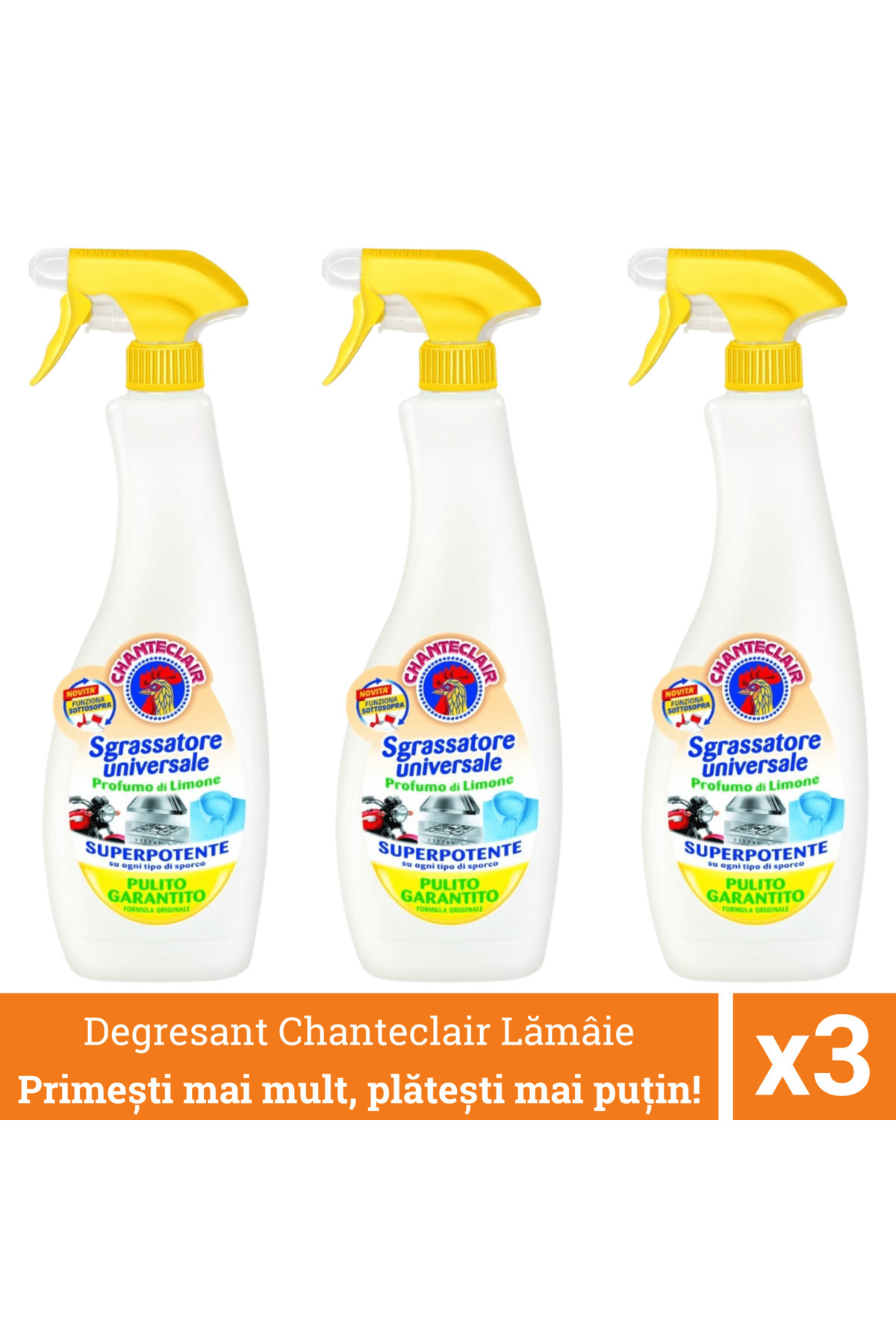 chante clair Promo balení 3 kusů Chanteclair univerzální odmašťovač citron, sprej, 600 ml