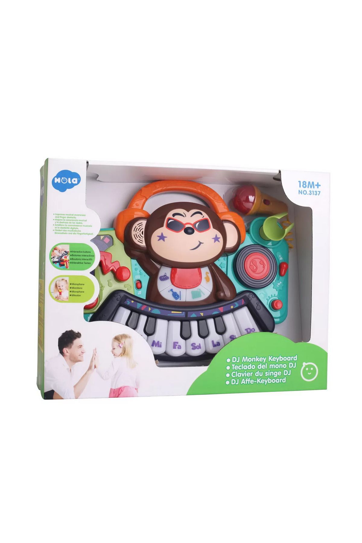 Hola-Pianina bebe maimutica dj cu lumini sunete si microfon 1