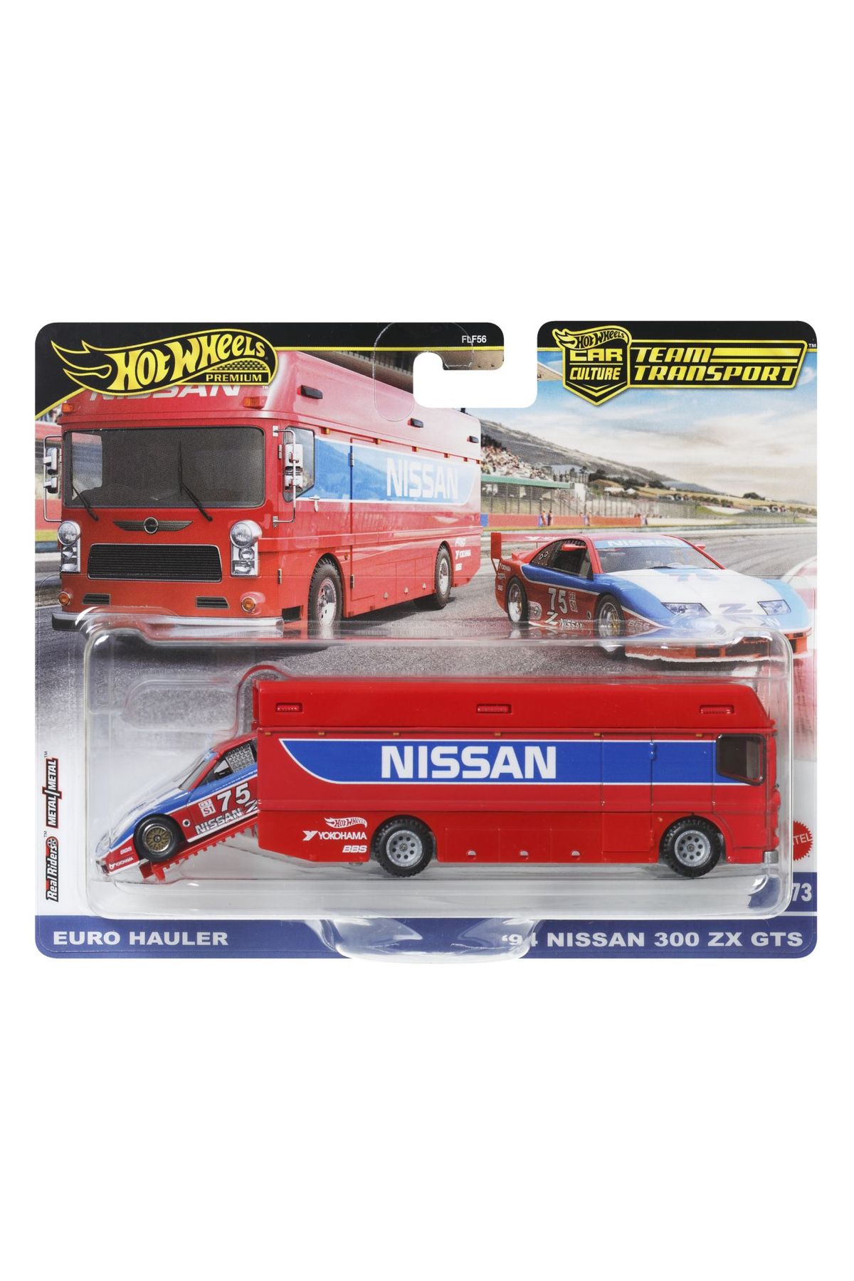 mattel Mașinuță Hot Wheels Euro Hauler Transporter Cu Nissan 300 Zx Gts Scară 1:64 - One Size