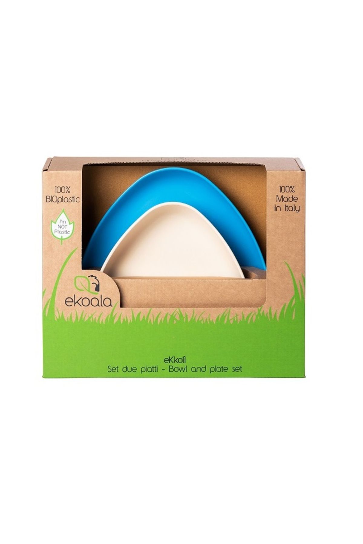 eKoala Set De 2 Farfurii, Bioplastic, Alb Albastru - One Size