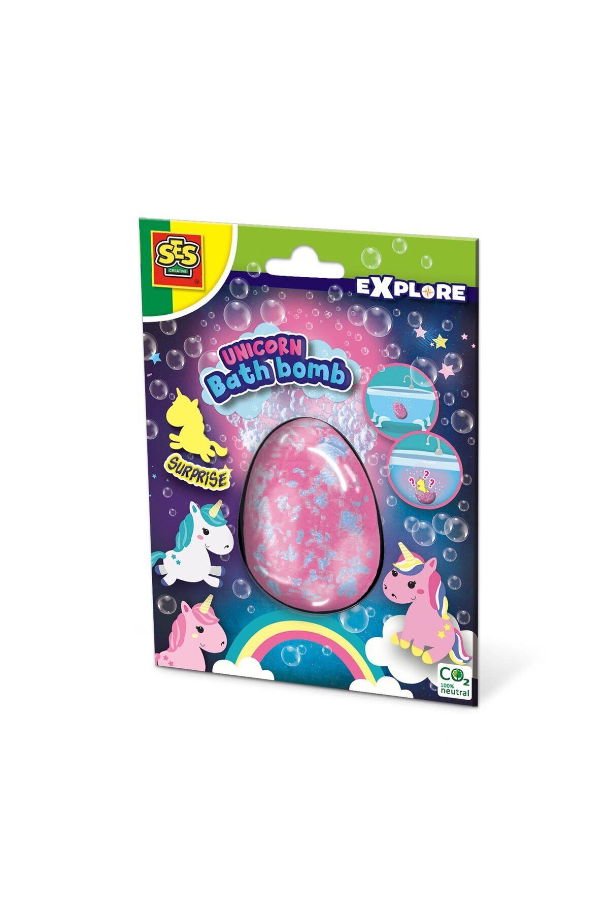 SES Creative Bomba De Baie Efervescenta Pentru Copii Cu Unicorn Surpriza - One Size