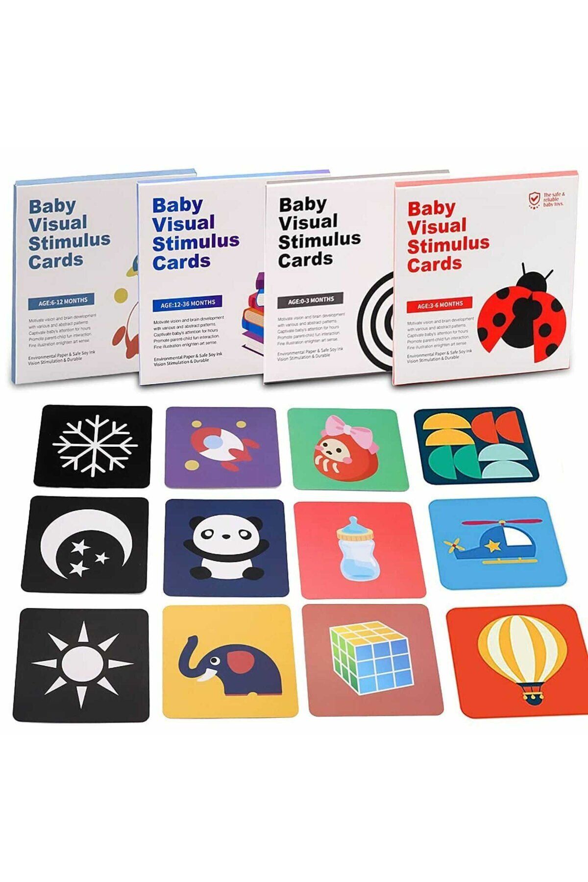 Micostore Pachet 64 Carduri Stimulare Vizuala Bebe,cartonase Bebelusi,imagini Alb Negru Si Color, 0-36 Luni - One Size