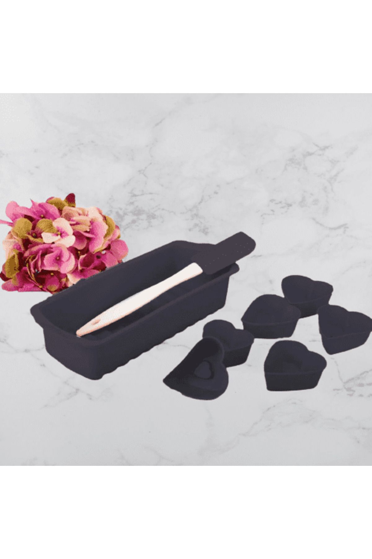 mys silicone-Set Of 7 Silicone Cake Molds, With Baking Tray For Cakes And Muffins, Spatula Included 6