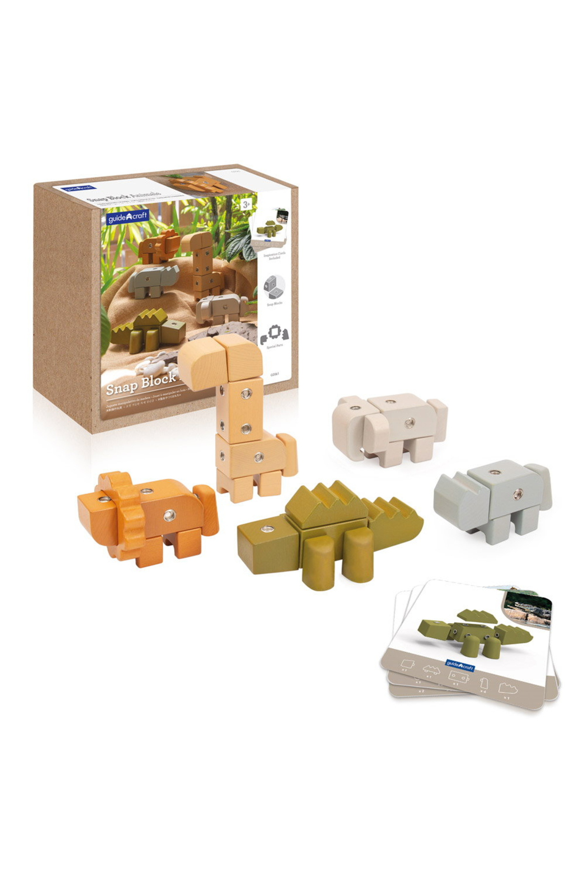 Guidecraft Snap Block Animals, Blocuri De Constructie Din Lemn, - One Size