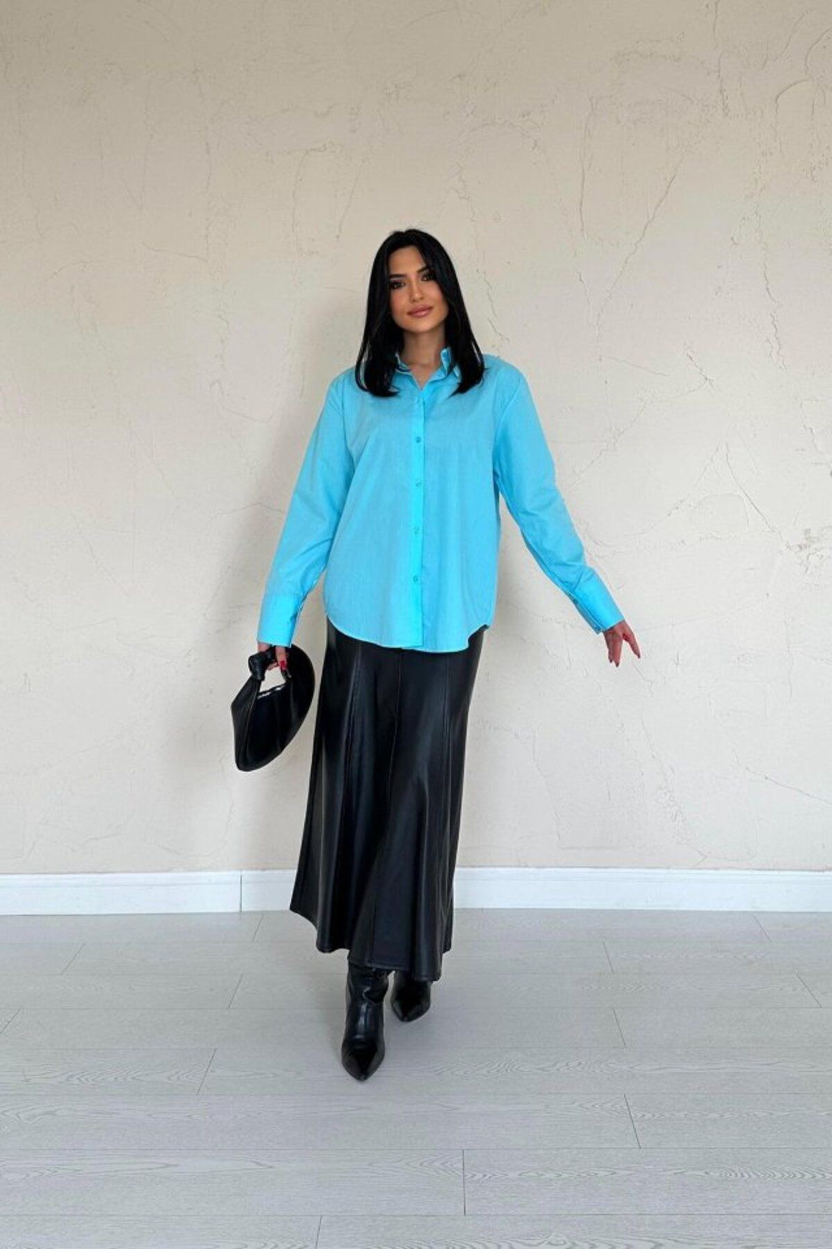TUA MODA TUA MODA Mavi Poplin Gömlek
