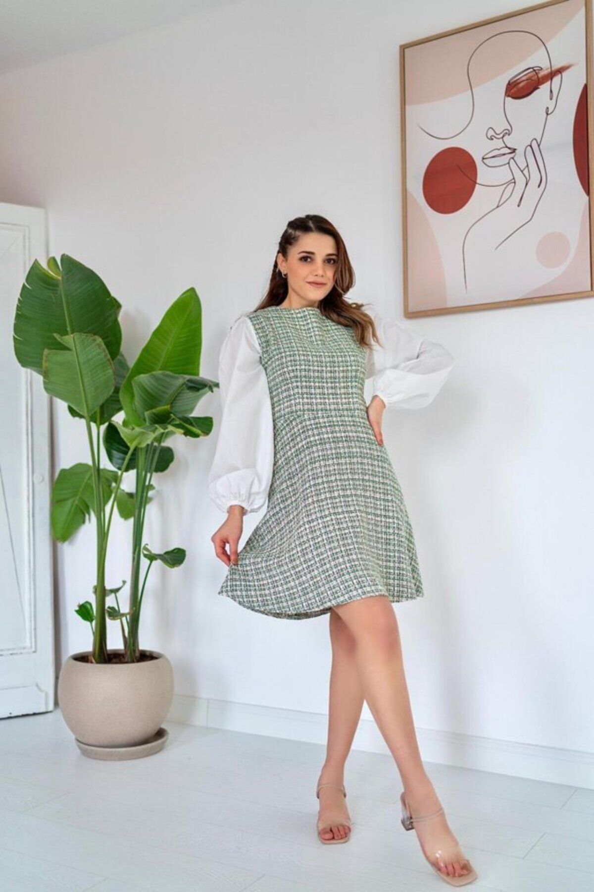 fh fashionhere Yeşil Desenli Elbise