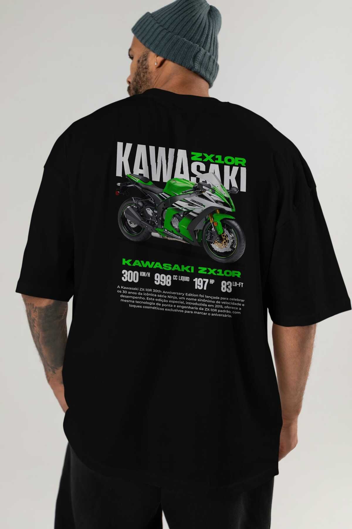 ？ Ankhises KAWASAKI ZX10R 30TH Arka Baskılı Siyah Oversize t