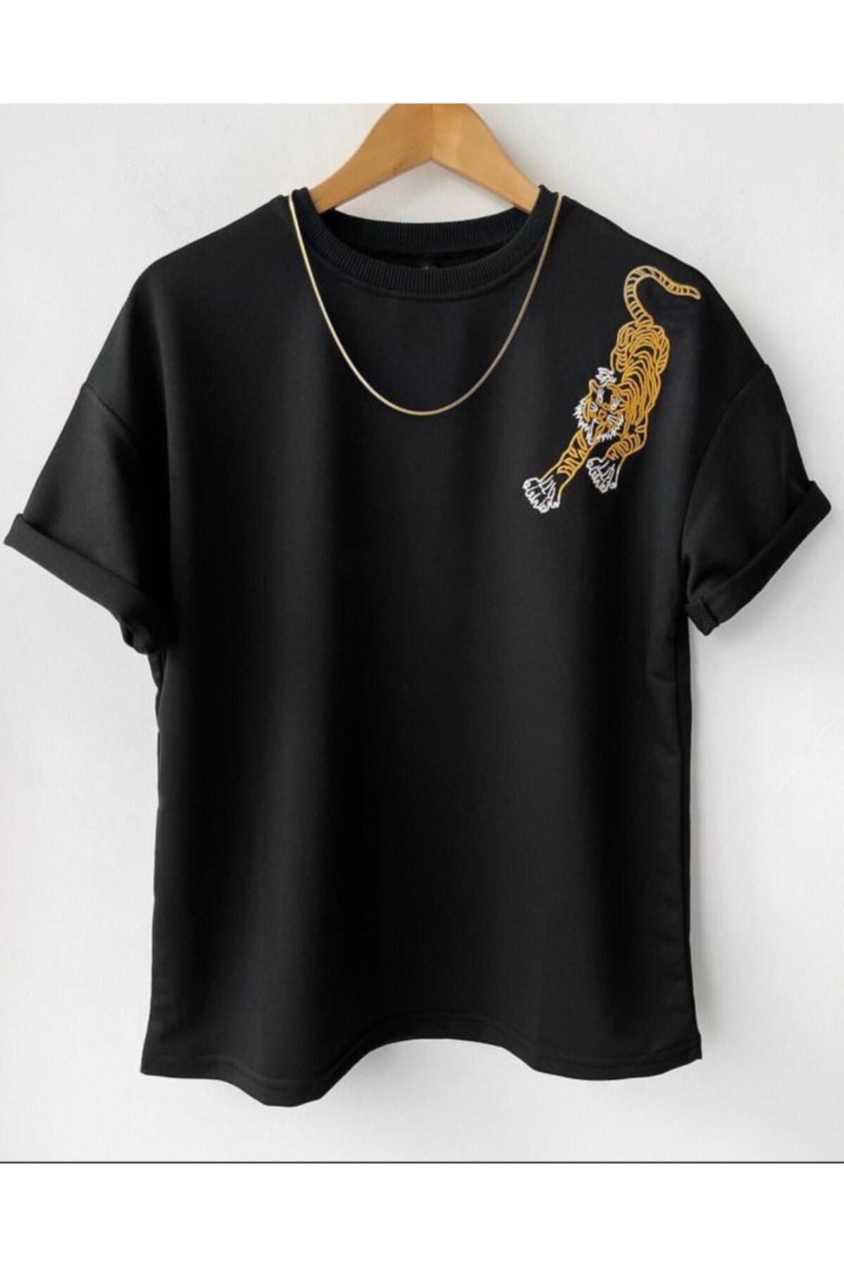 Tarzsokak Oversize Siyah Tiger Baskılı
