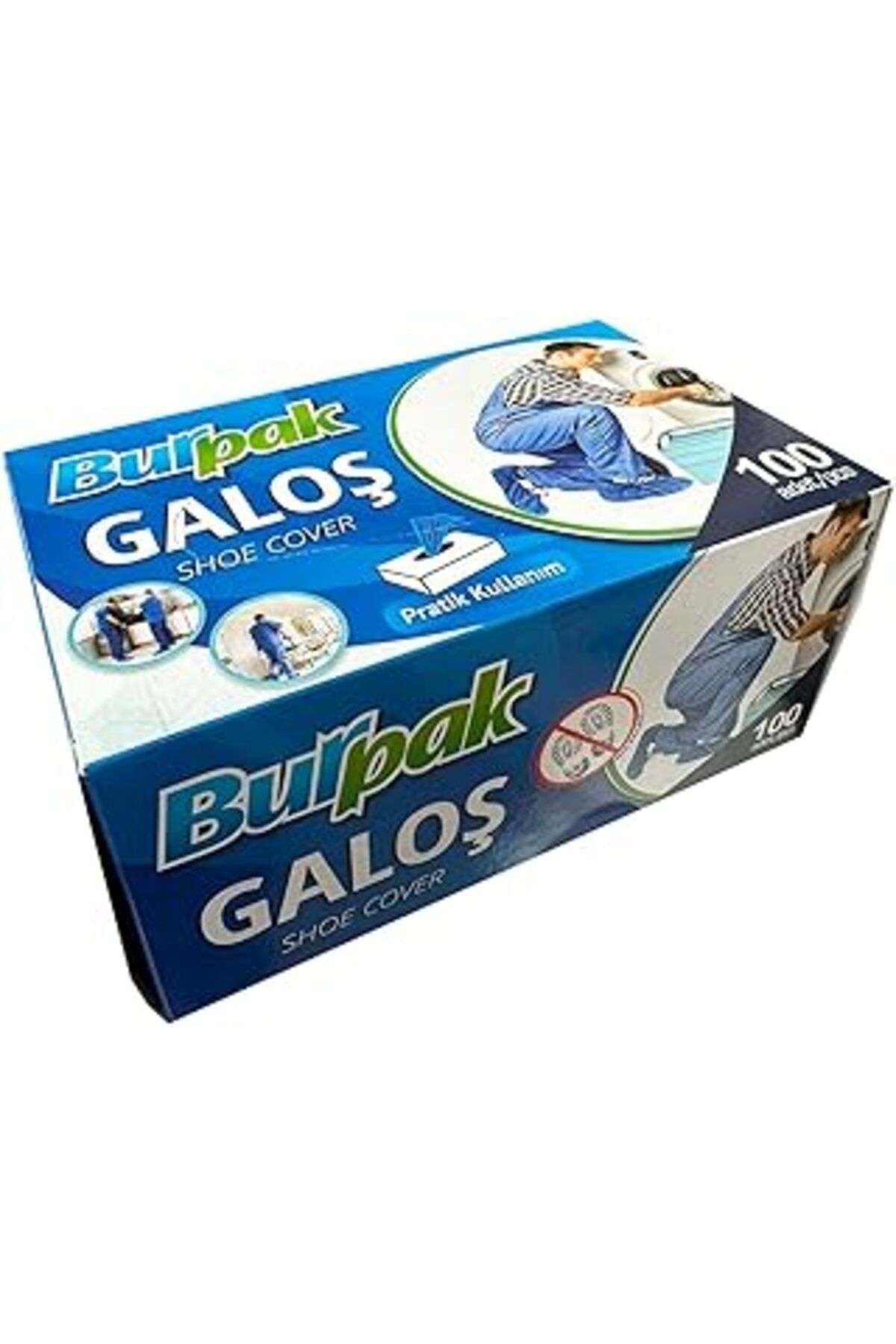 Qedii Bıurpak Tek Kullanımlık Kalın Pratik Kutulu Galoş - Mavi - 100 Adetlik 1 Paket