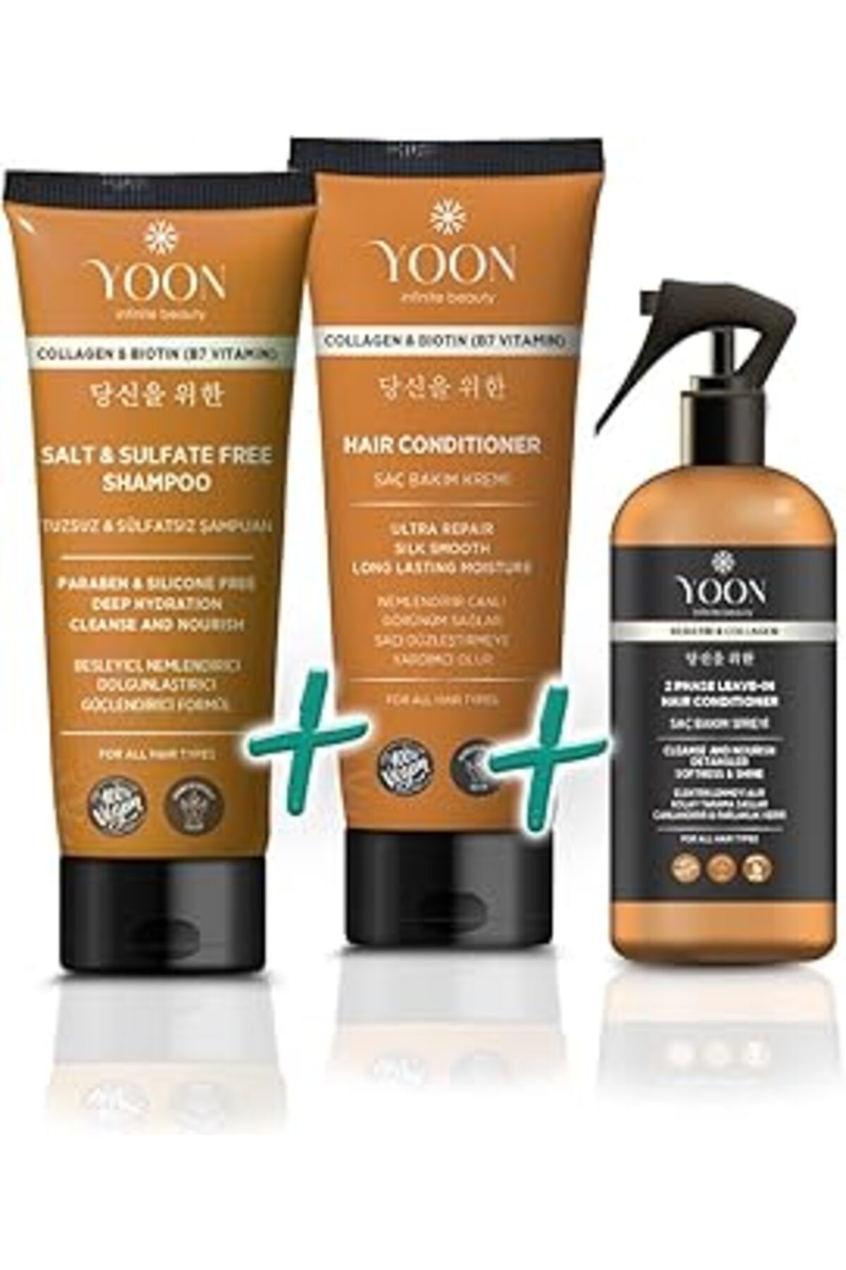 Mu Art Ahşap Yoon 3'Lü Vegan Tuzsuz Şampuan 250Ml, Saç Bakım Kremi 200Ml, Saç Bakım Spreyi 250Ml Nemlendirici, E