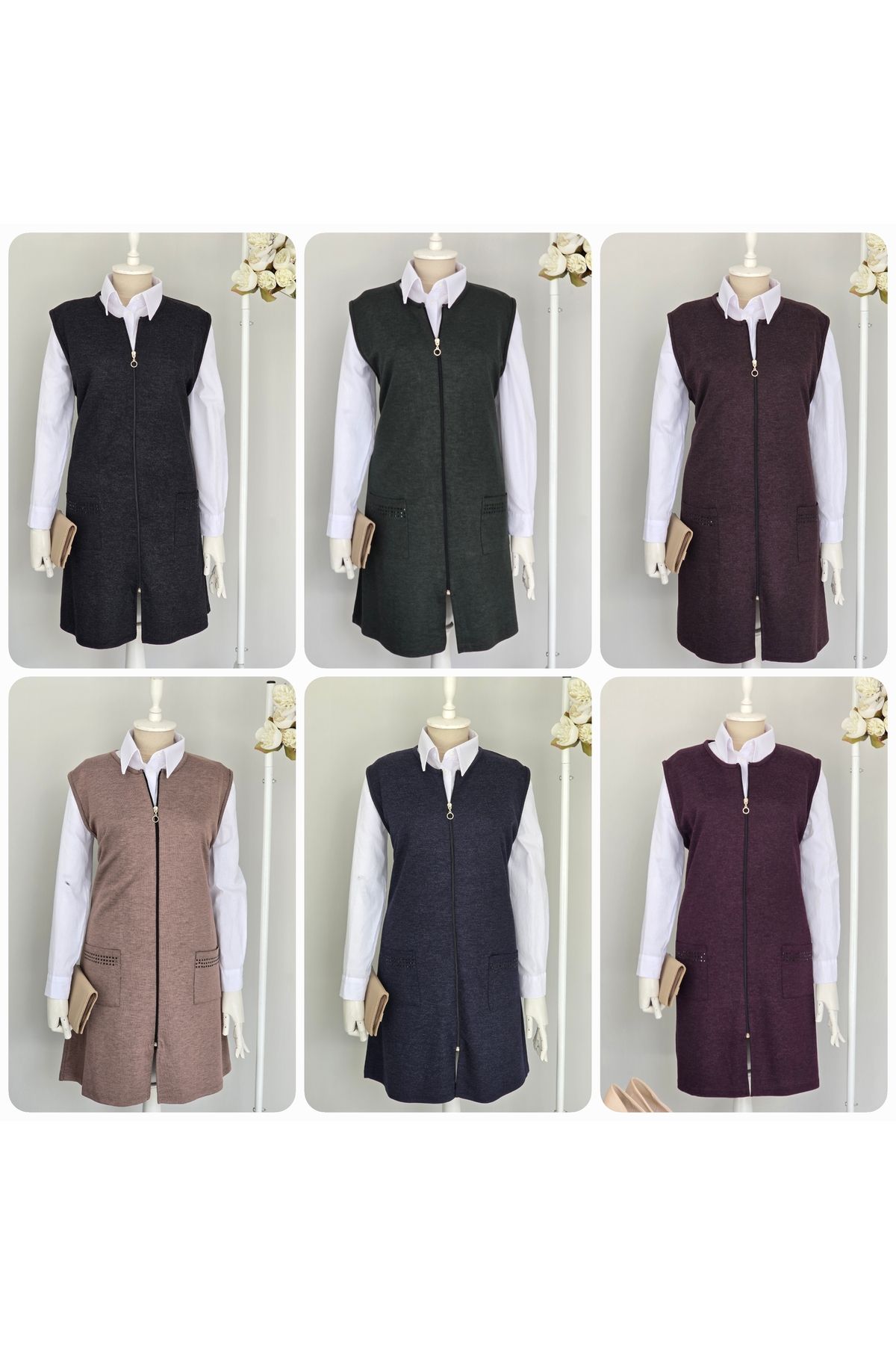 ENDAMIM-Large Size Patterned Sleeveless Mother's Vest 8