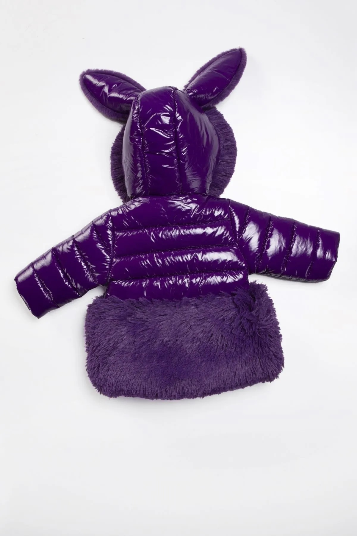 DeKuBaby Yeni Sezon Özel Tasarım Kürklü Fiyonk Detaylı Sevimli Tavşan Kulaklı Kapüşonlu Kışlık  Mont-Kaban fotoğrafı 4 (önizleme)