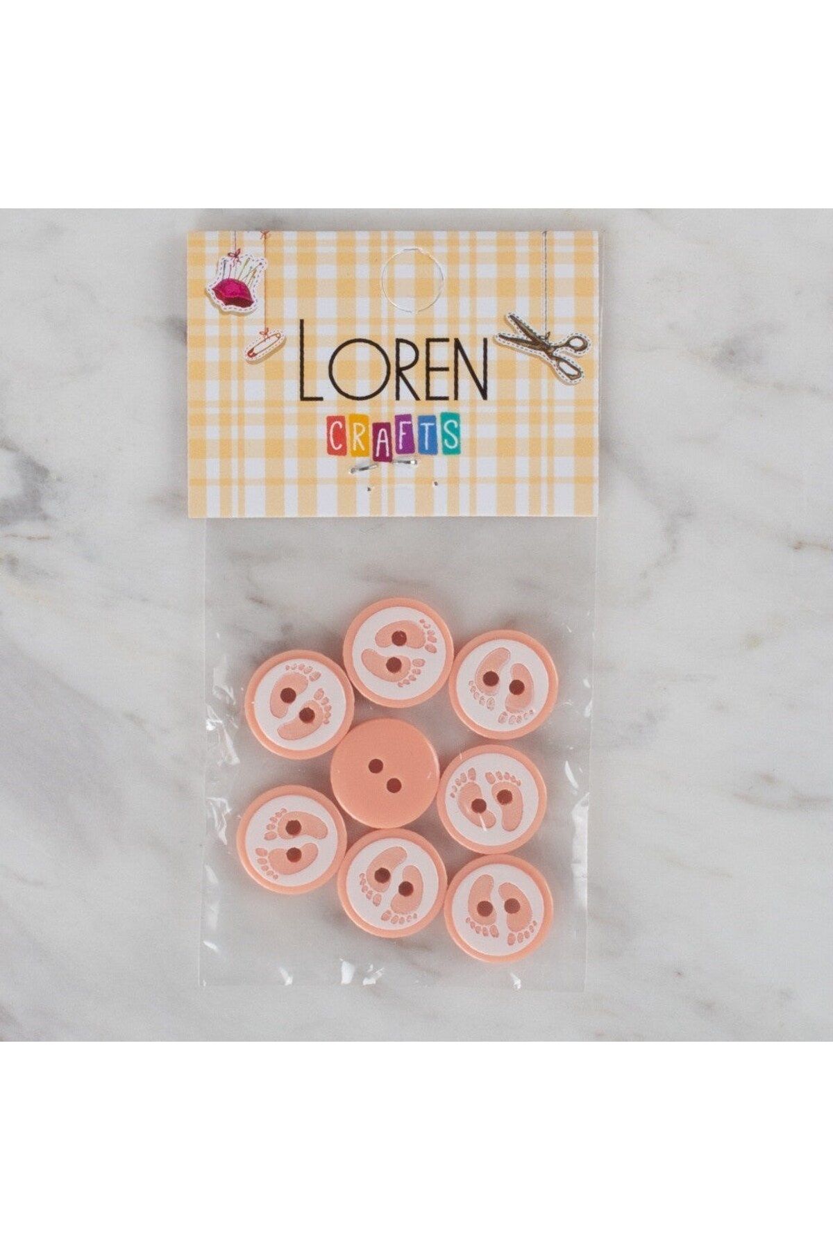 Nurum E Tİcaret Loren Crafts yavruağzı 8 li ayak izi düğme - 434