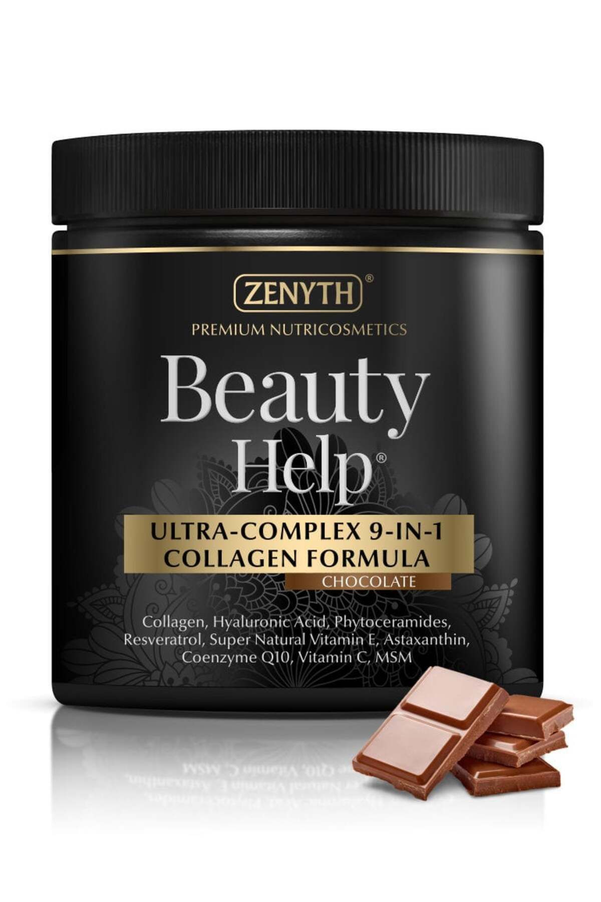 ZENYTH Colagen Beauty Help, Formula 9 In 1, Premium, Chocolate, 300 G, Pentru Piele, Par Si Unghii, - One Size