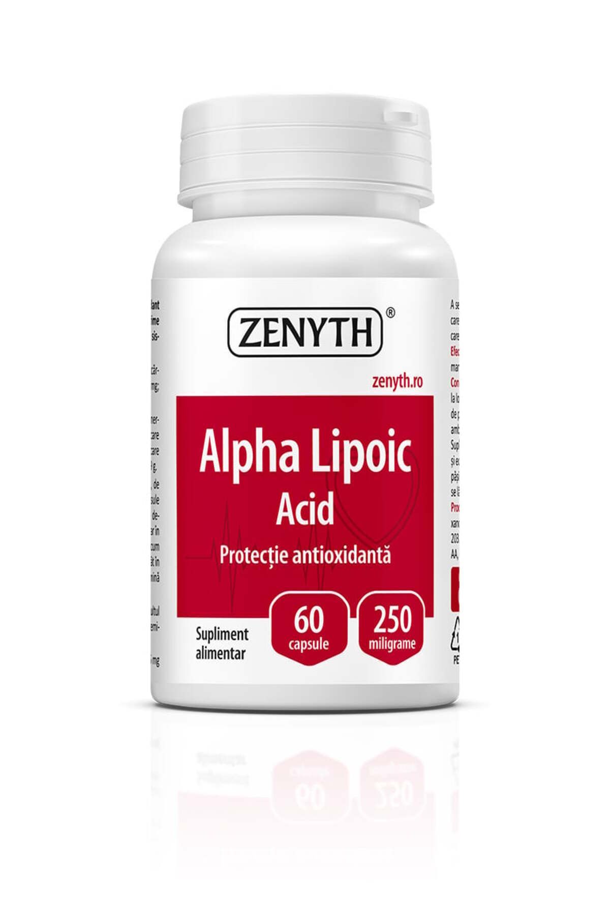 ZENYTH Alpha Lipoic Acid, 60cps, 250 Mg / Capsula, Neuropatia Diabetica, Reducerea Rezistentei La Insulina - One Size