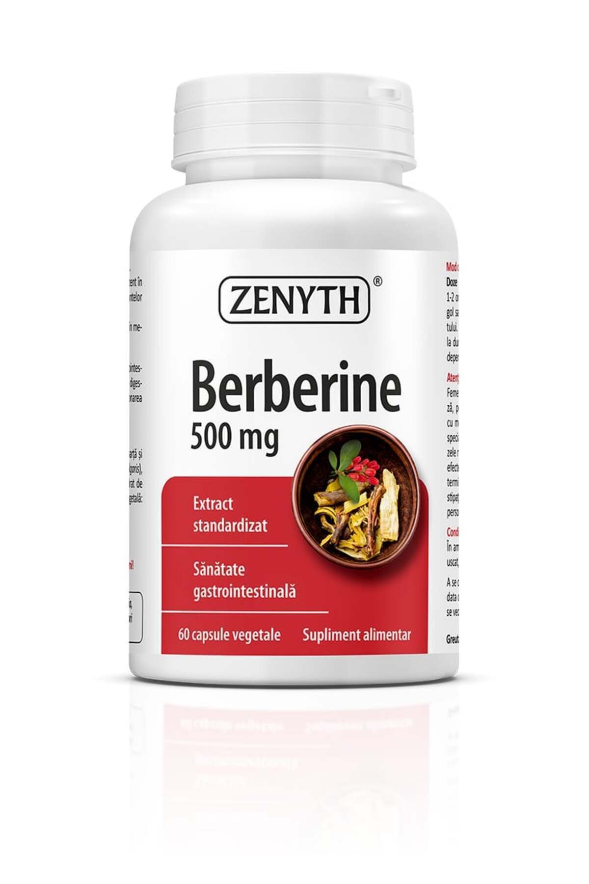 ZENYTH Berberina, 500 Mg, 60 Capsule, Reglarea Glicemiei, Colesterolului Si Trigliceridelor, Zenyth - One Size