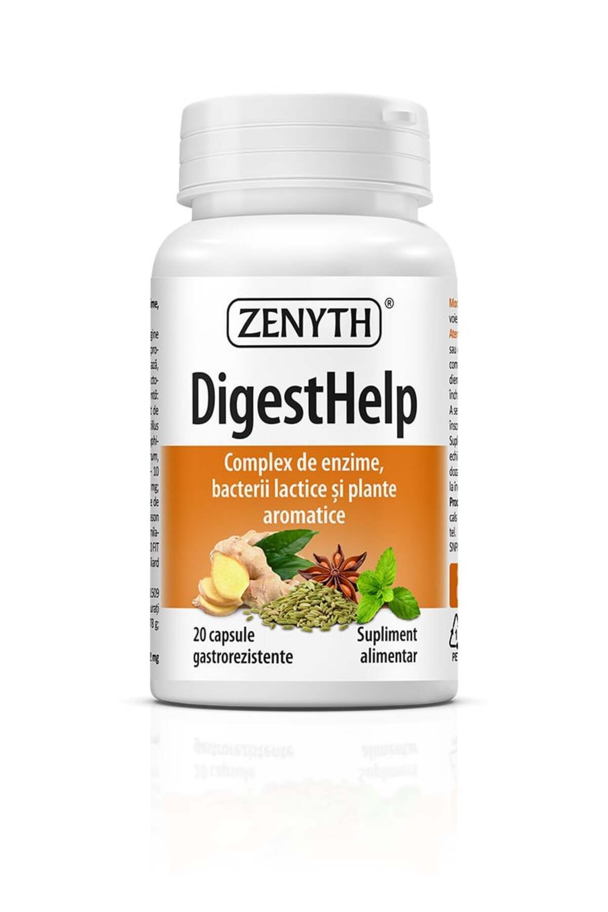 ZENYTH Digesthelp, 20 Capsule, Complex De Enzime, Probiotice Si Plante, Digestie Maxima, - One Size