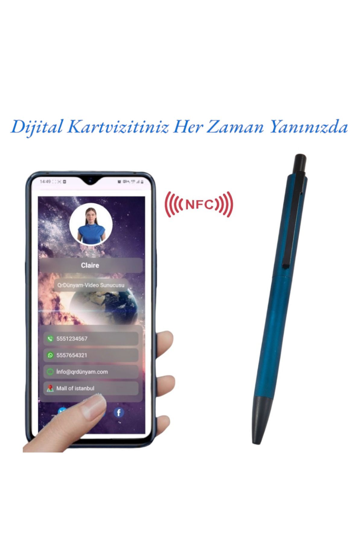 Papatya Silver NFC Kalem ile Dijital Kartvizitiniz her zaman Yanınızda.(Mavi)