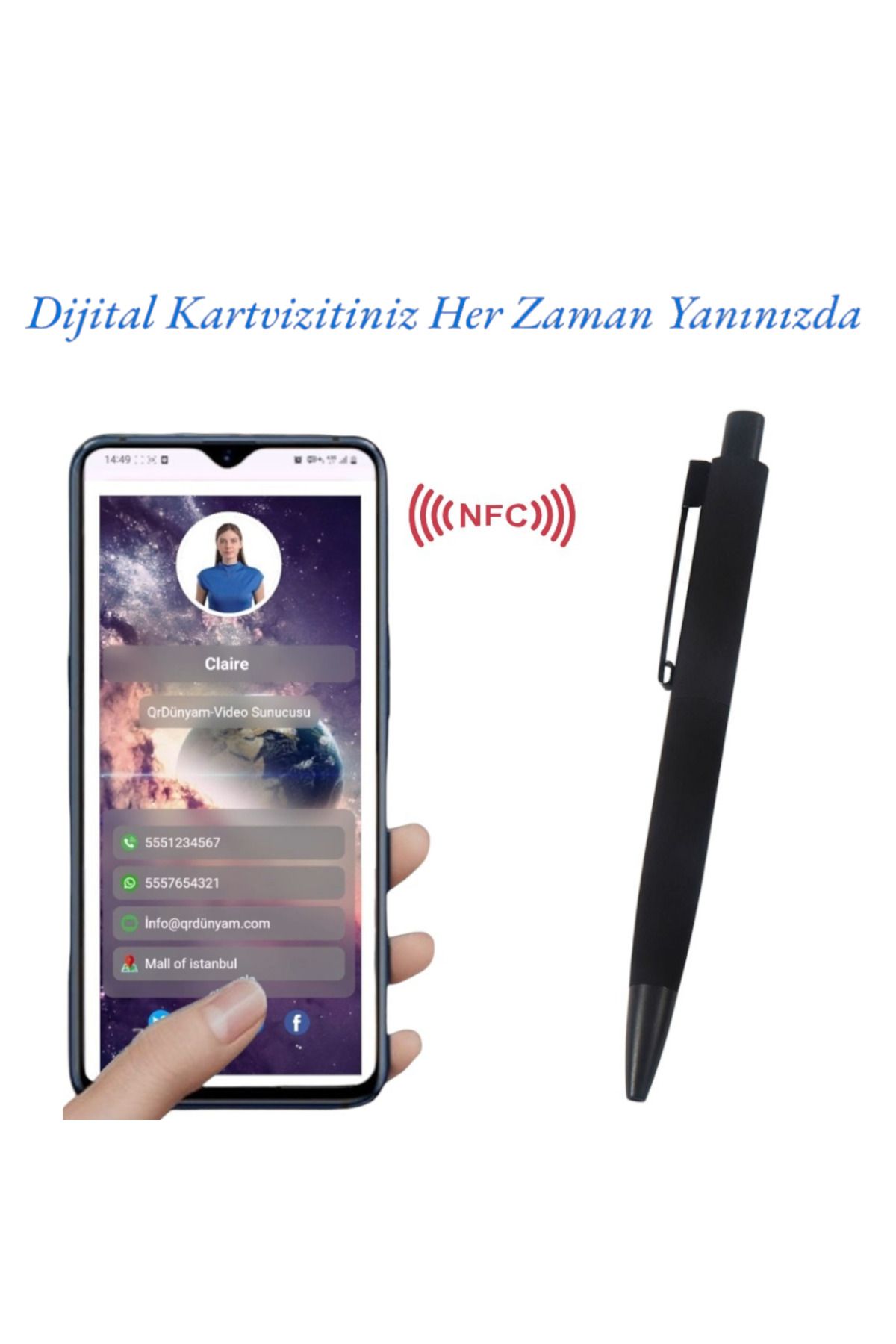 Papatya Silver NFC Kalem ile Dijital Kartvizitiniz her zaman Yanınızda.(Siyah)