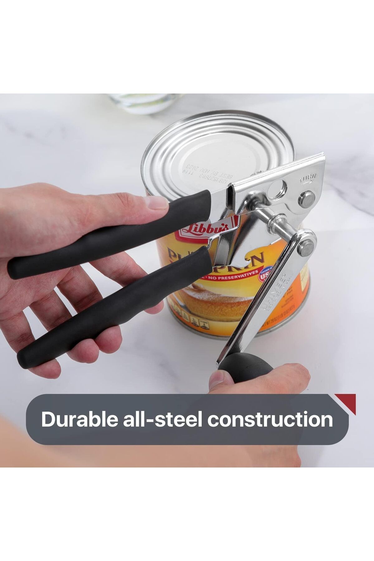 COOYA-Commercial Crank Can Opener, with Extra-long Handles,  Stainless Steel, for Home, Kitchen, Black 6