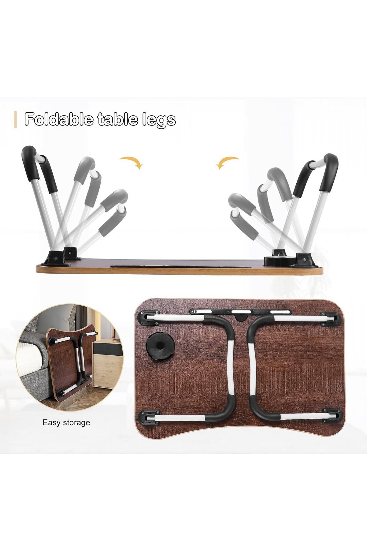 Buy and Bill-Portable Folding Laptop Desk for Bed With iPad and Cup Holder Adjustable Lap Tray Notebook Stand 4