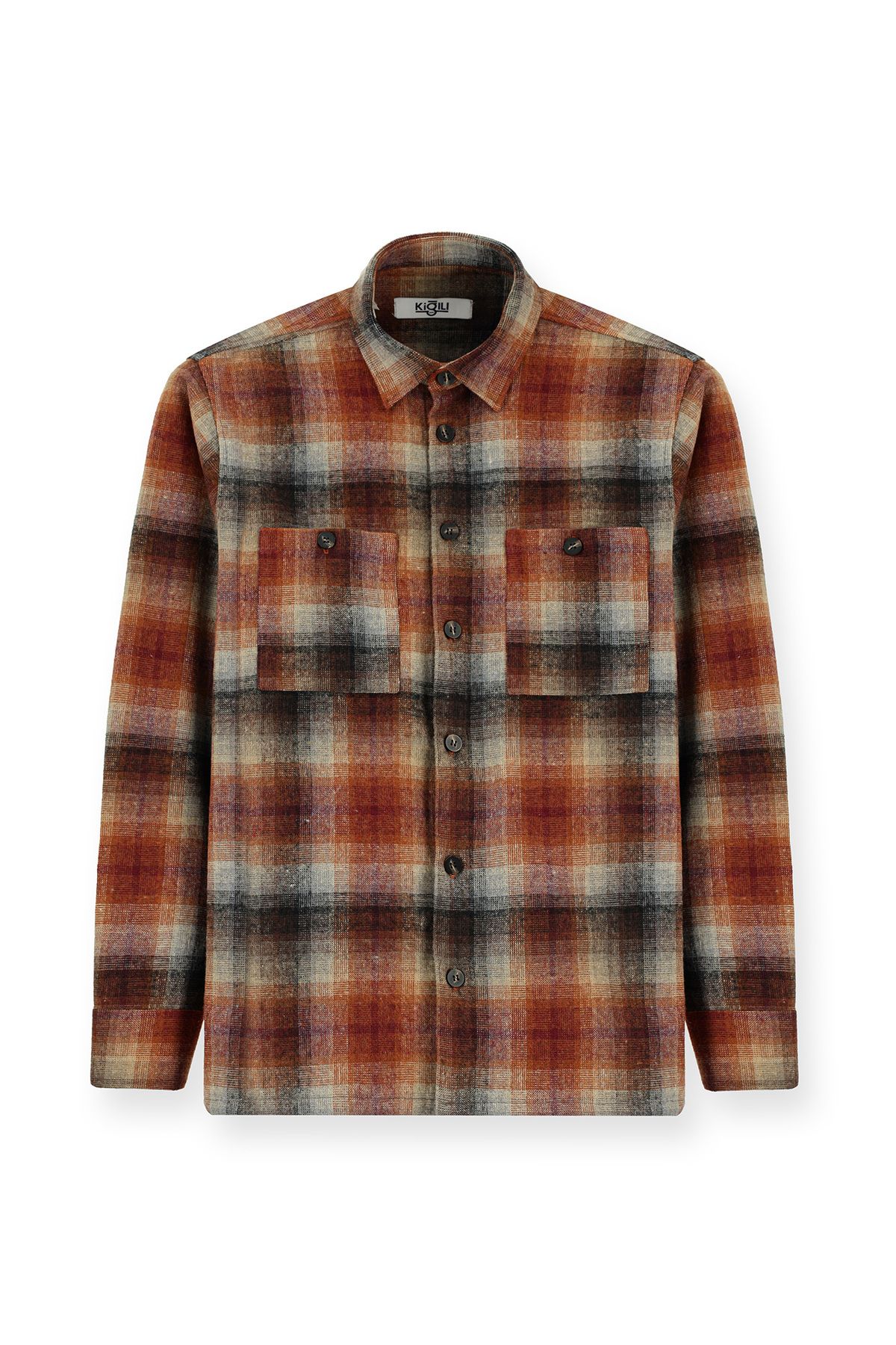 Kiğılı-Long Sleeve Oversize Cotton Plaid Shirt 3