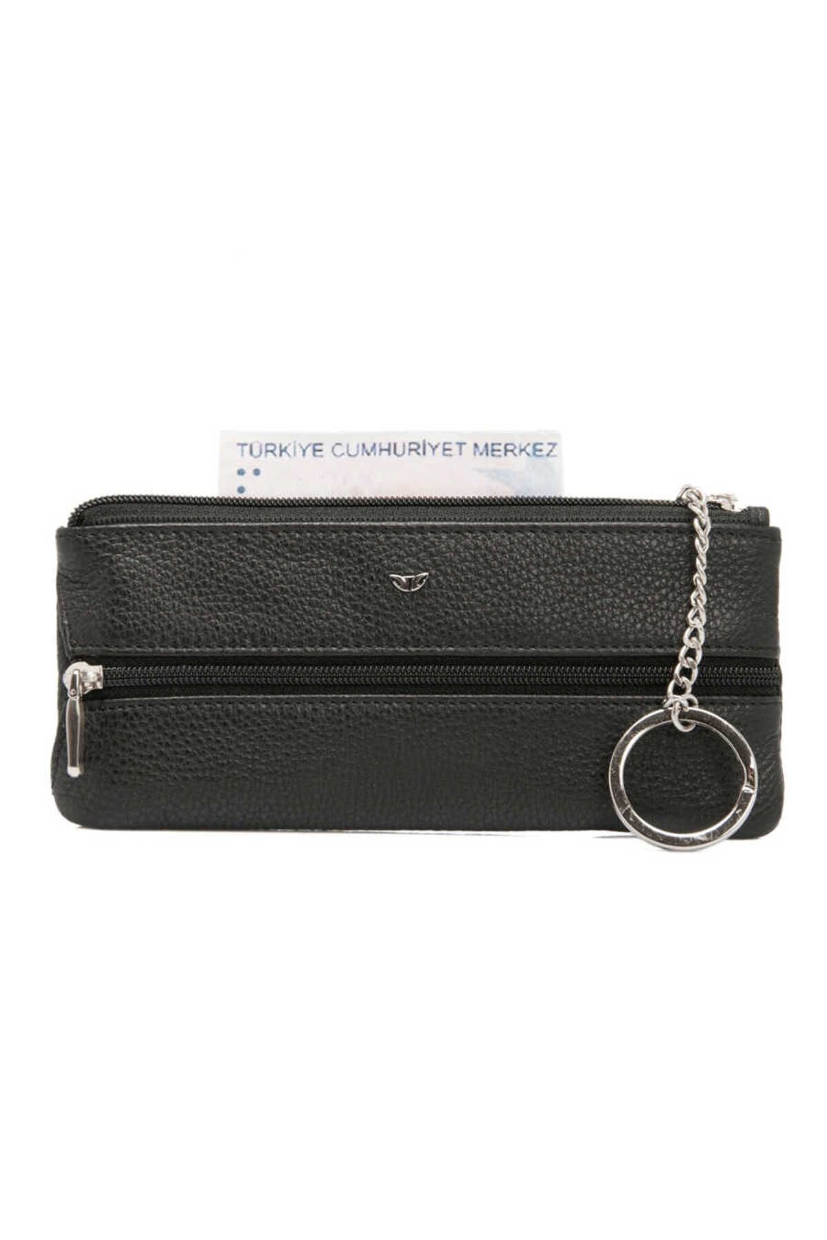 Tergan-Black Genuine Leather Unisex Keychain - S1An 00000157 -A6F 2