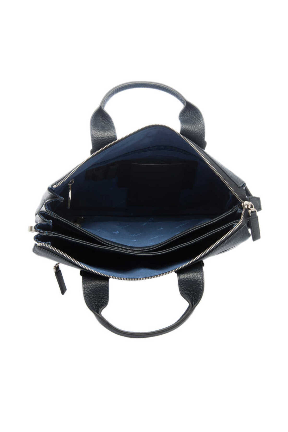 Tergan-Navy Blue Genuine Leather Men's Briefcase - S1Ev 00021368 -A38 4