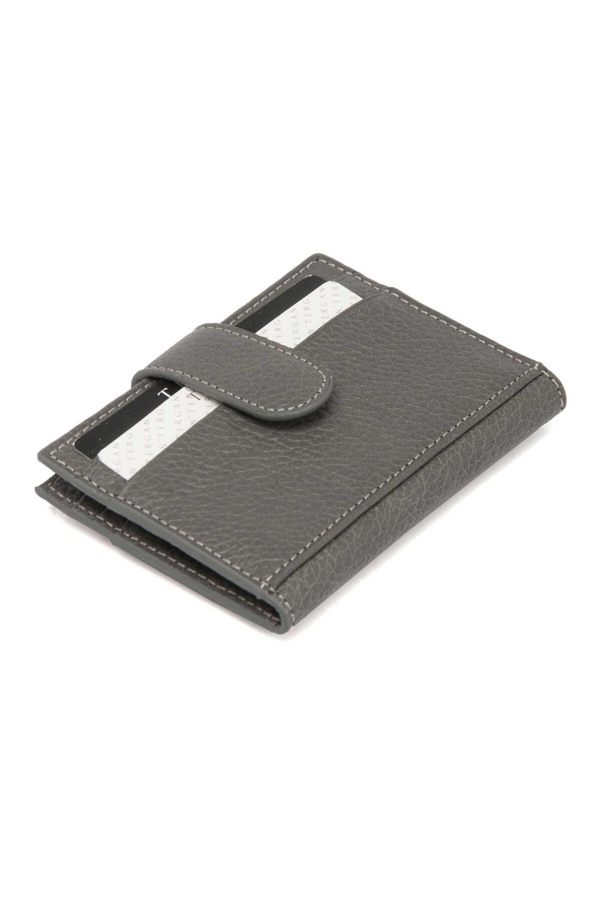 Tergan-Gray Genuine Leather Men's Credit Card Holder - S1Kk 00001617 -G35 1