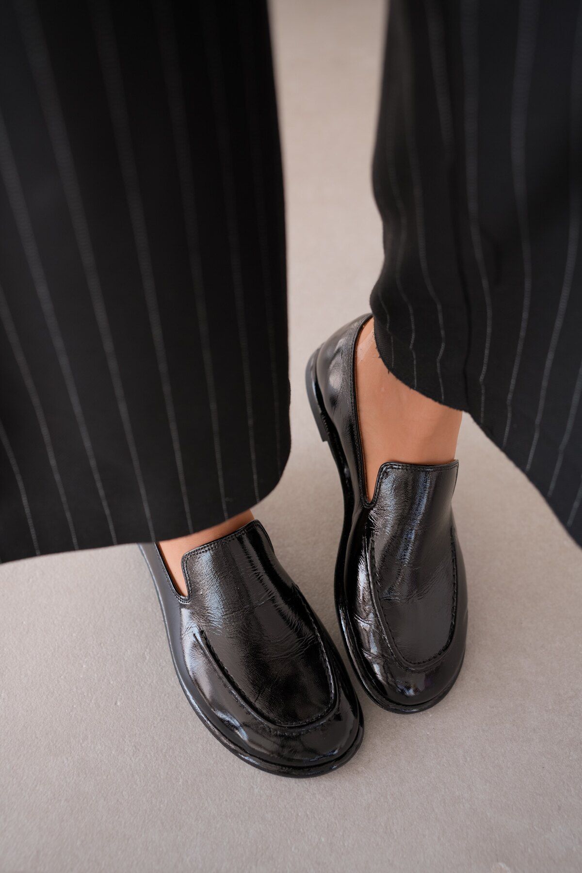 selinshoes-Loafer de damă Cobie din piele naturală - Piele lacuită neagră 4