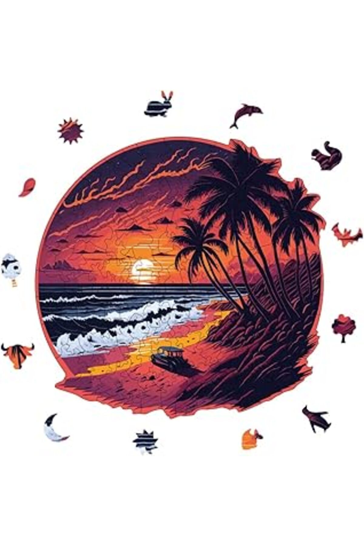 robotrend Pinecone - Ahşap Puzzle Yetişkinler Için - Palmiye Adası Benzersiz Parçalı Puzzle - 149 Parça Ahşap