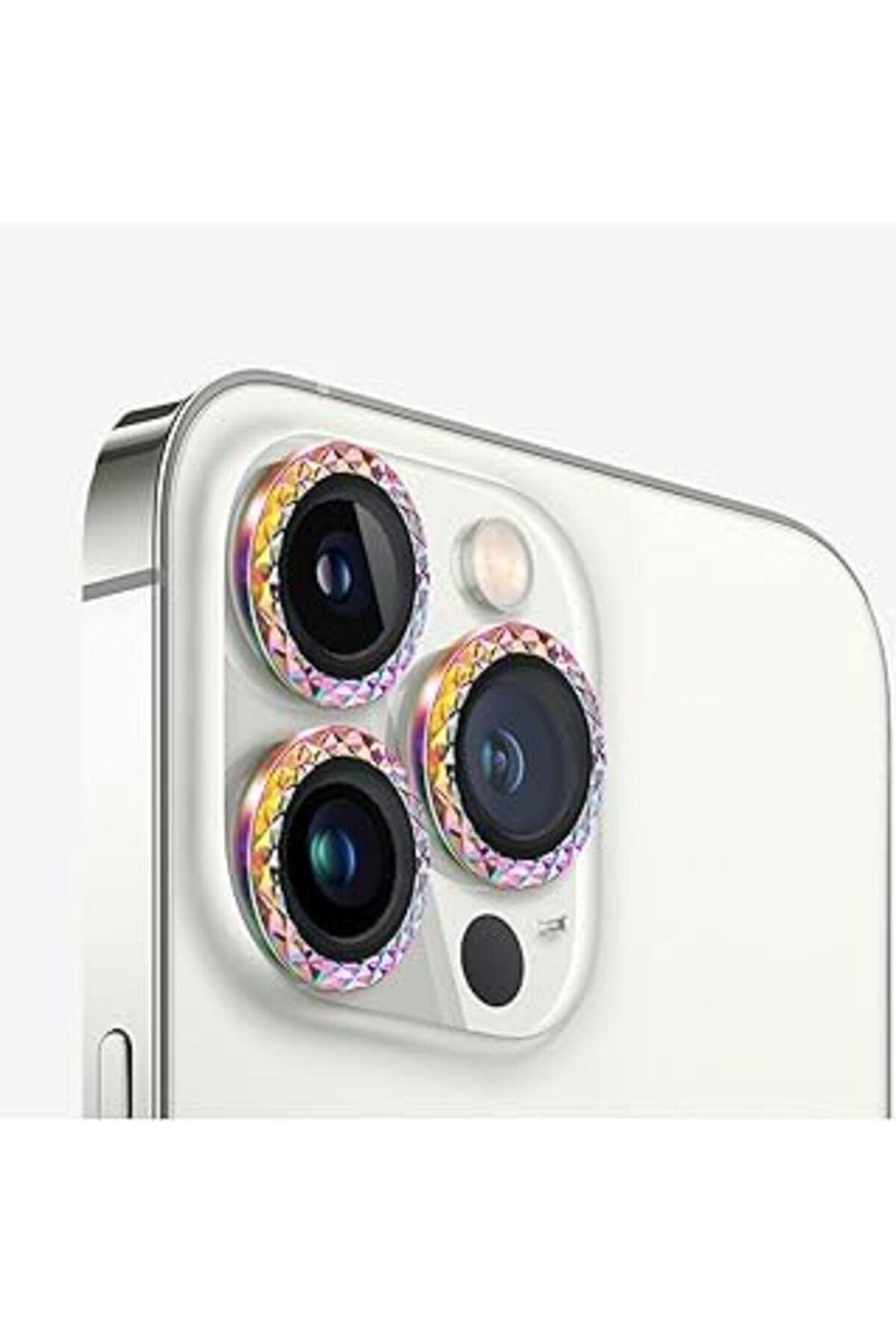 Pazarcan Minesk İphone 13 Pro / 13 Pro Max Uyumlu Alüminyum Alaşım Elmas Kesim Çerçeveli Tempered Glass Kame