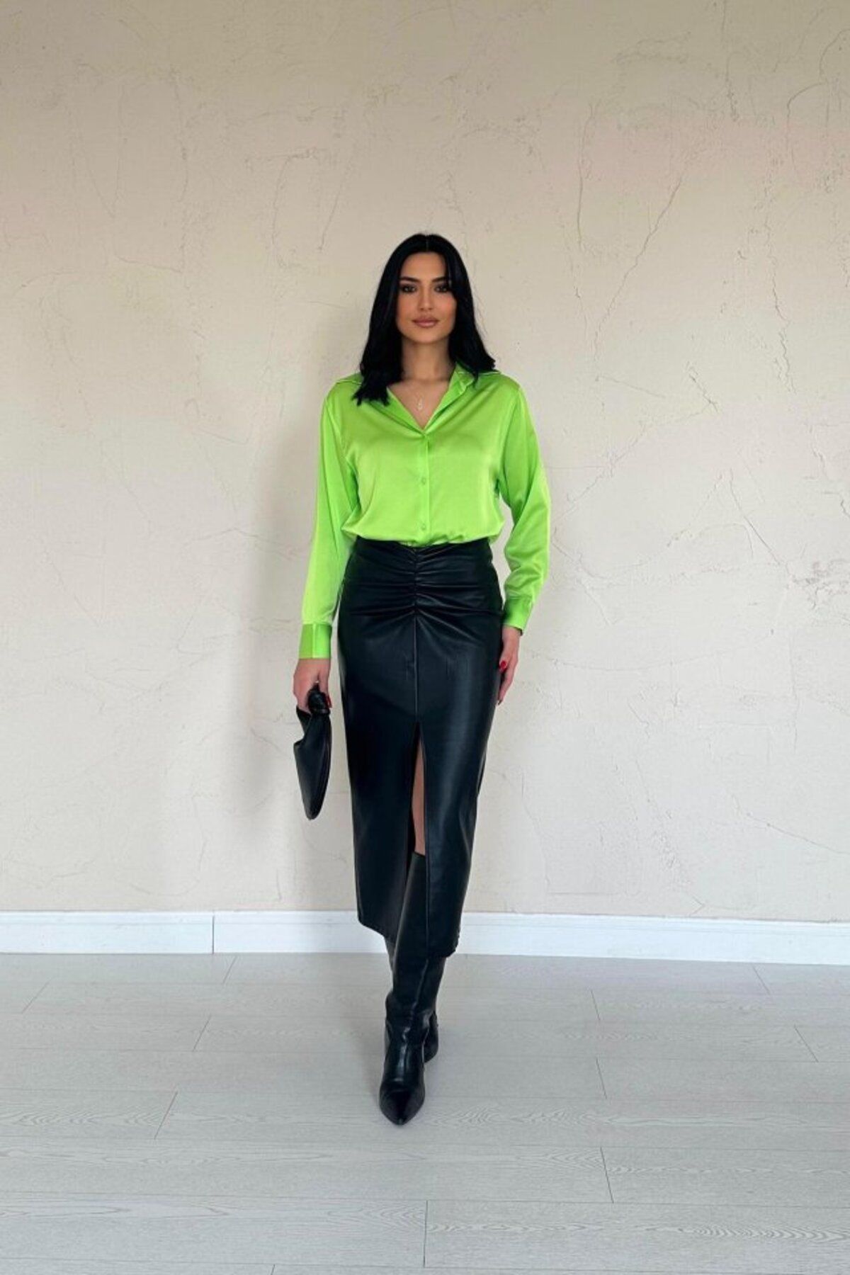 fh fashionhere Neon Saten Gömlek