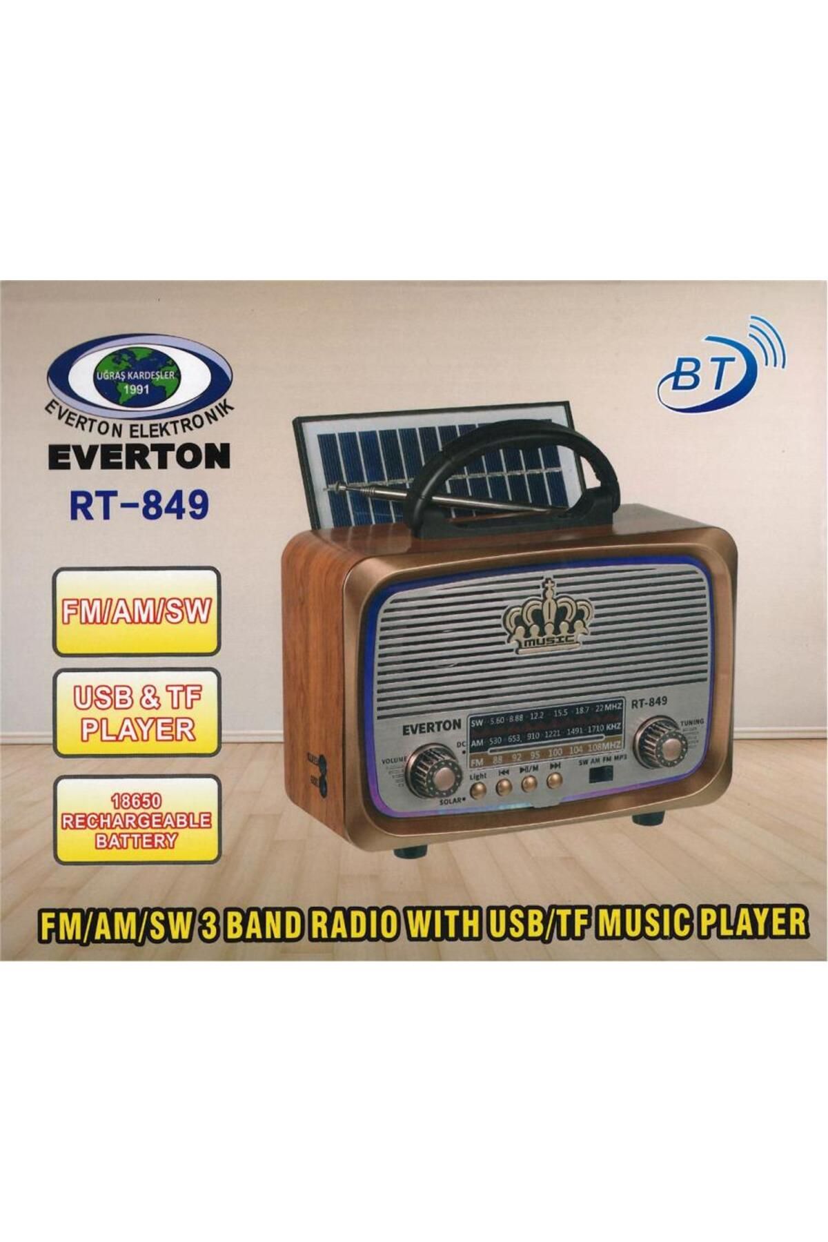 Rt-849 Bluetooth Fm-usb-tf-aux Şarjlı Nostaljik Radyo Güneş Panelli