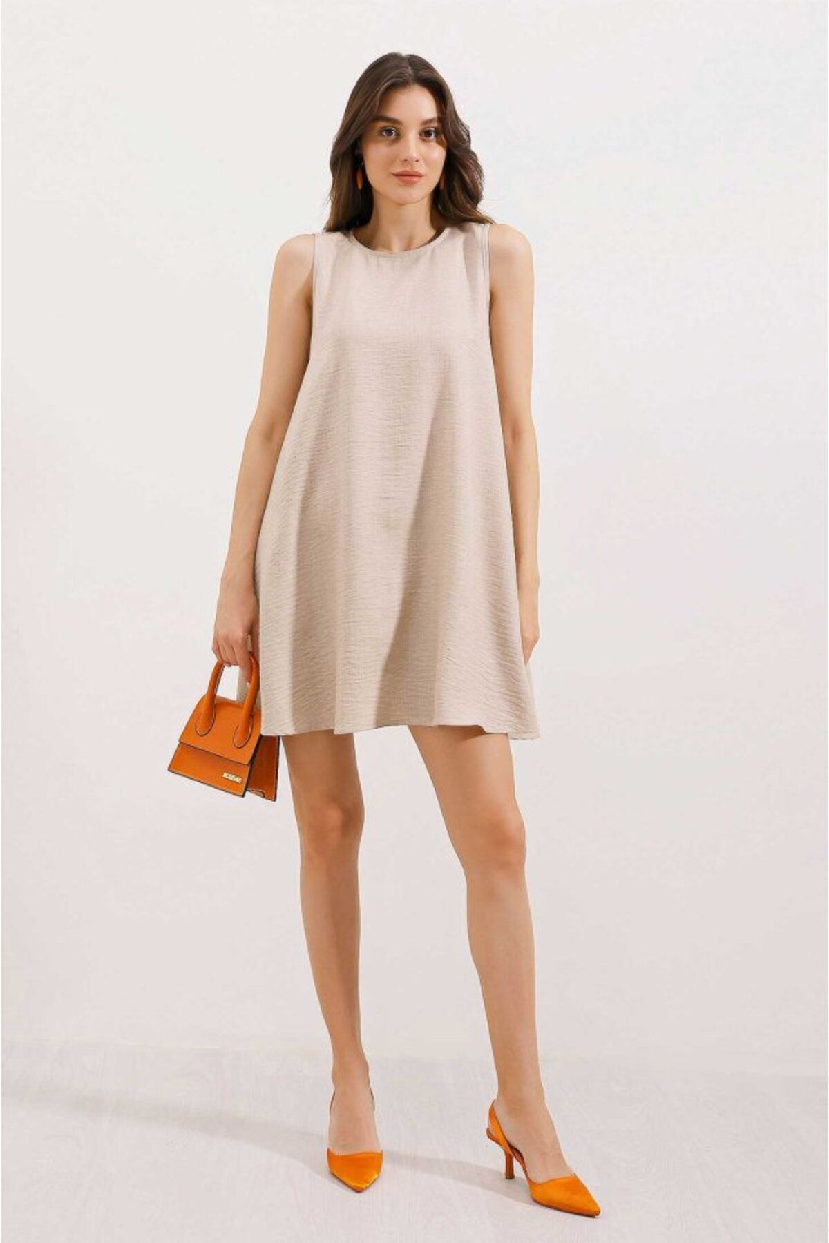 Rose's Boutique All About Women-Rose's Boutiqe All about Women 2444 Mini Linen Dress - Beige 2