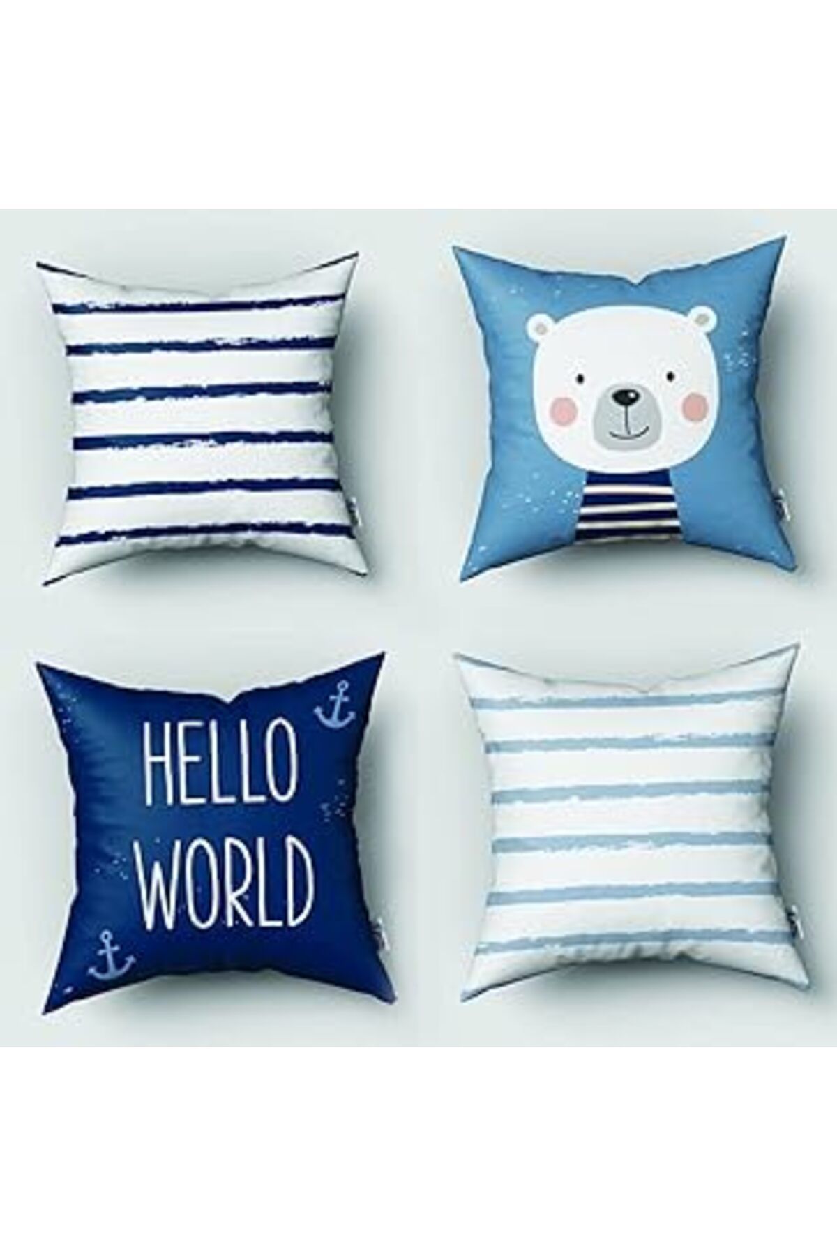 NETWORK ART Insta Baby Rooms Çift Taraflı Kutup Ayısı Dijital Baskı 4'lü Kırlent Kılıfı